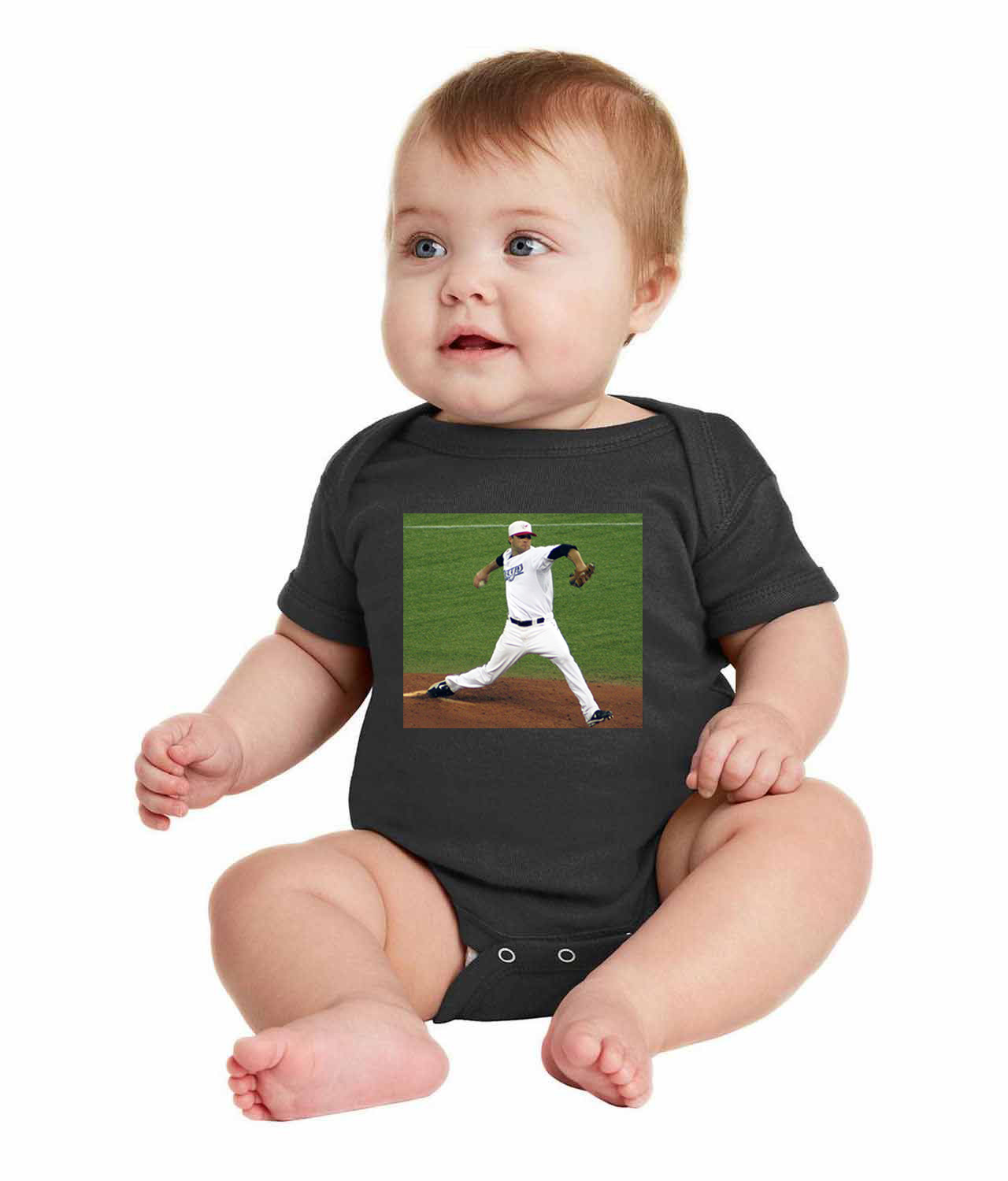 2010 Brandon Morrow Toronto Blue Jays Photo Baseball Logo Symbol Emblem Customized Design on Infant Baby Rib Bodysuit