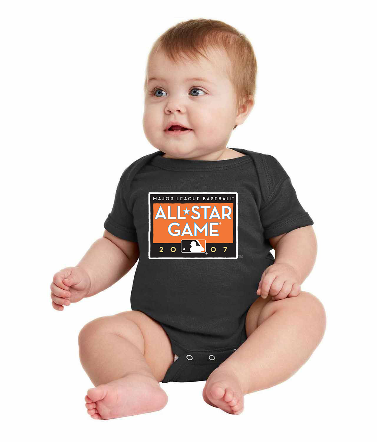 2007 MLB Baseball All-Star Game At AT&T Park San Francisco California Logo Symbol Emblem Customized Design on Infant Baby Rib Bodysuit