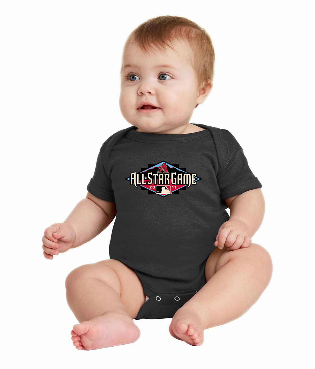2011 MLB All-Star Game Chase Field Phoenix Arizona Baseball Logo Symbol Emblem Customized Design on Infant Baby Rib Bodysuit
