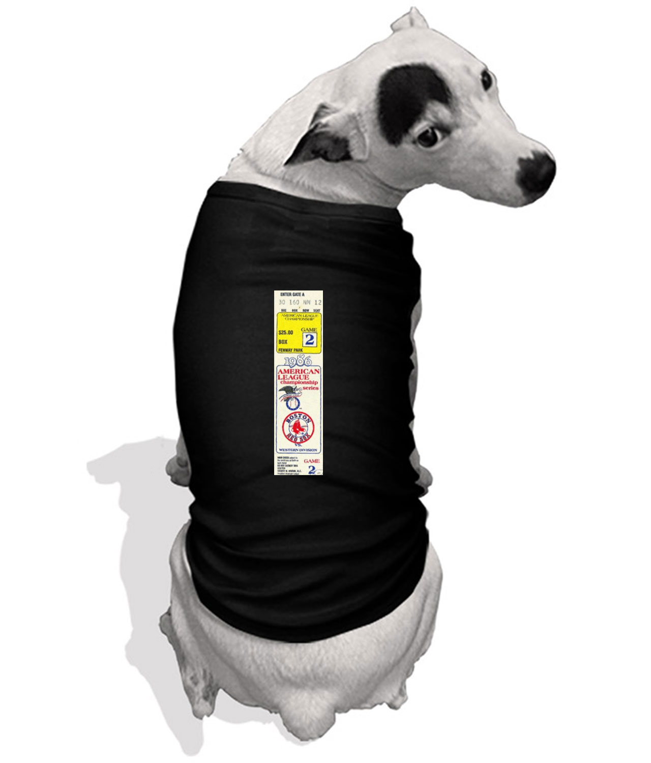 ALCS 1986 Ticket Stub Game 2 - California Angels At Boston Red Sox Customized Design on Doggie Puppy Dog Tshirt