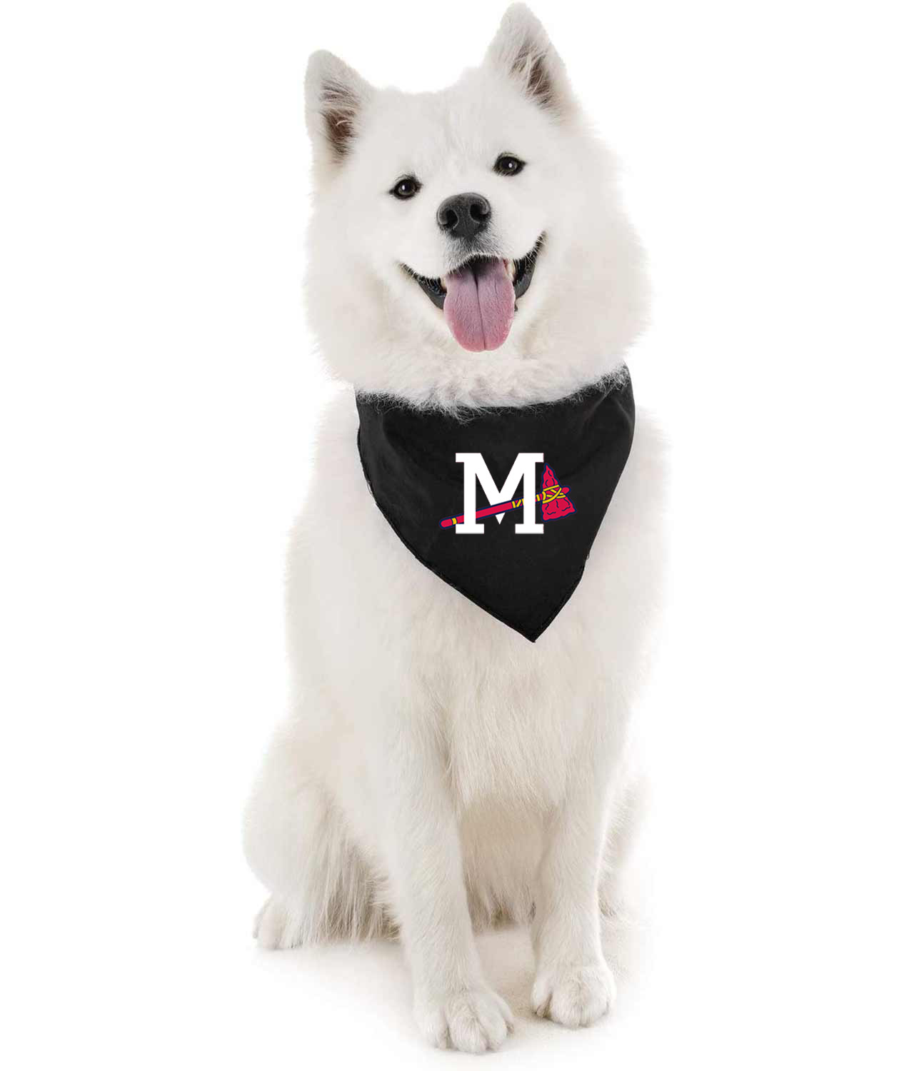 Mississippi Braves Symbol Baseball Logo Symbol Emblem Customized Design on Doggie Puppy Dog Bandana