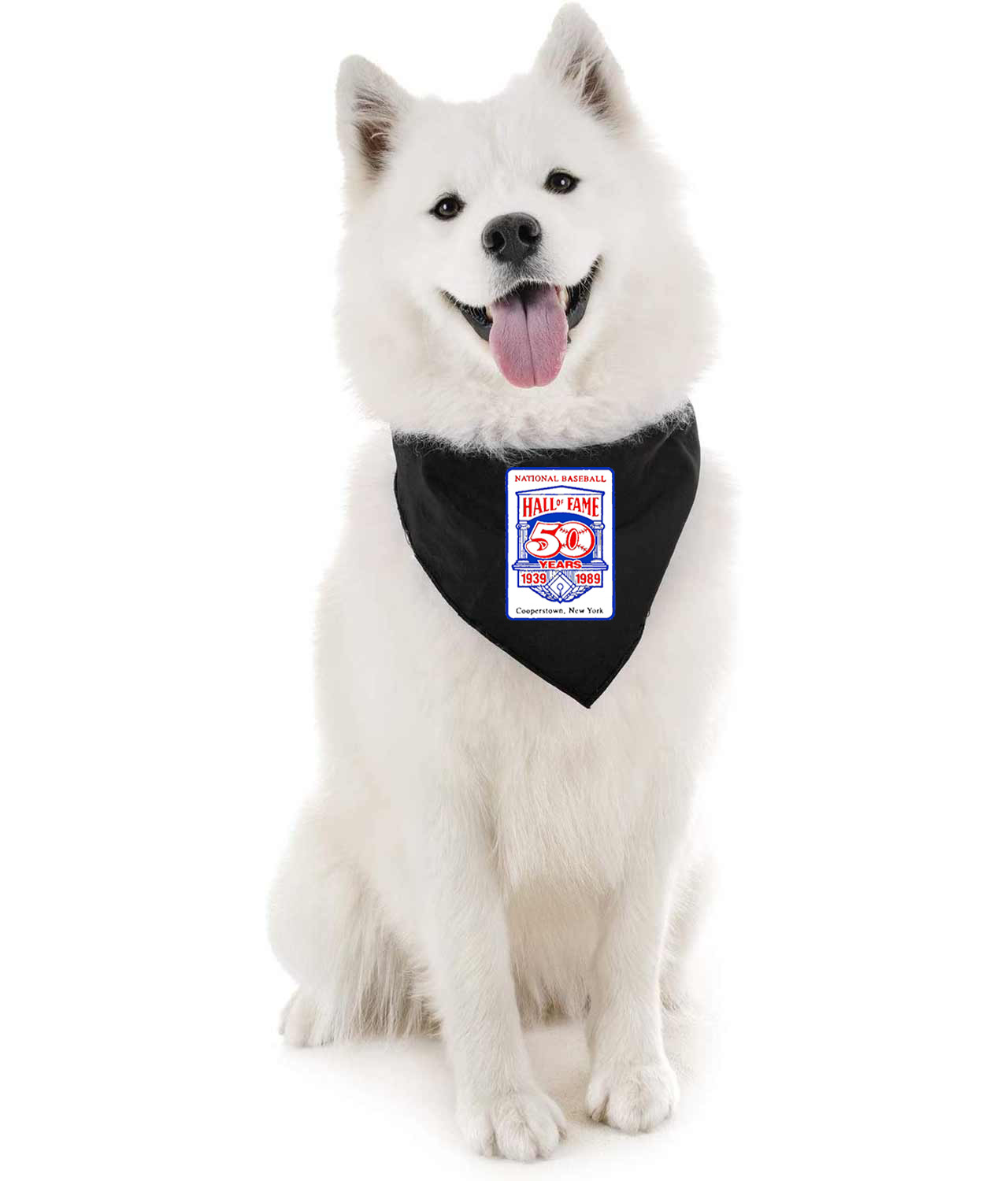 Major League Baseball 50th Anniversary Of The Baseball Hall Of Fame Logo Emblem Customized Design on Doggie Puppy Dog Bandana