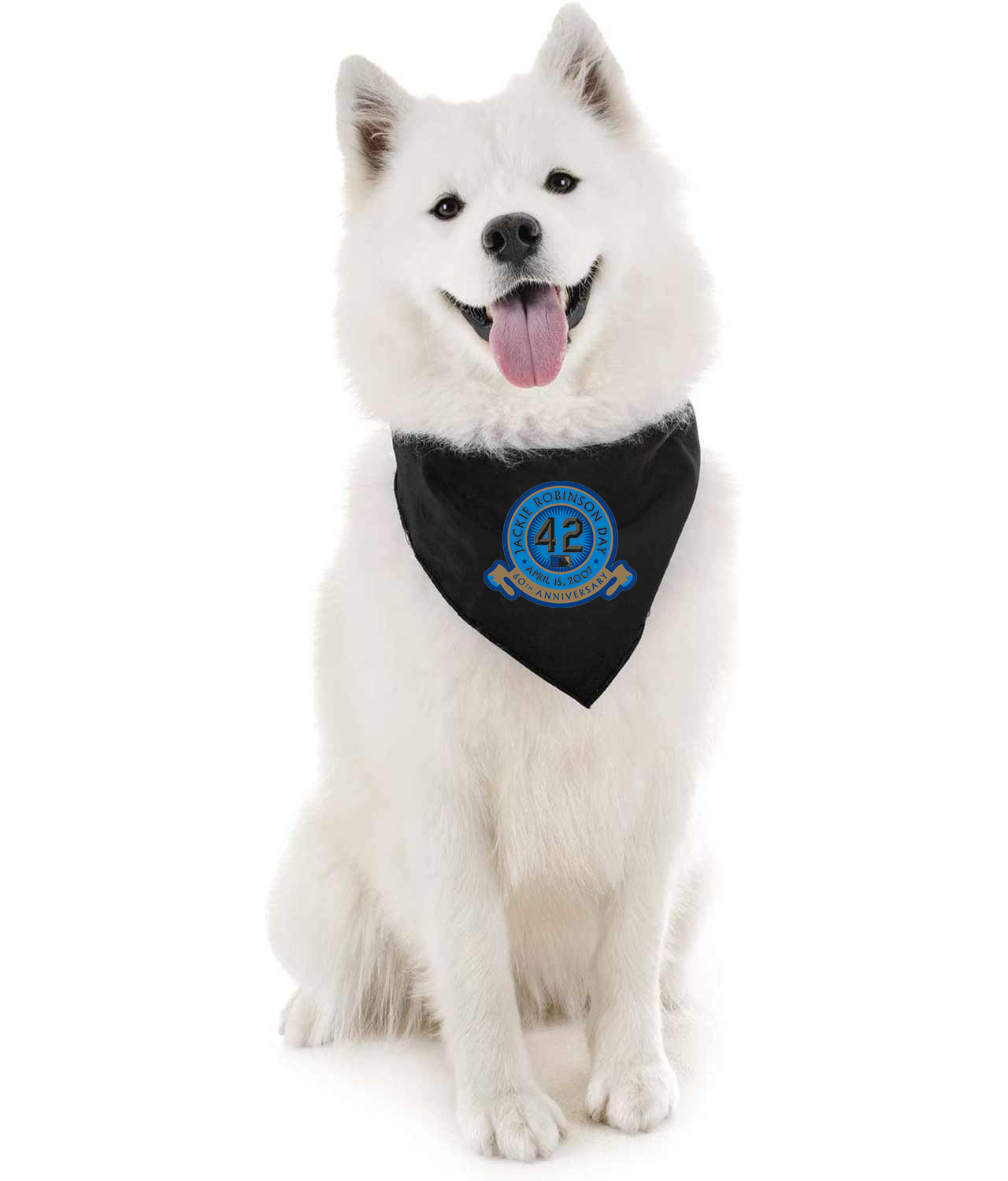Major League Baseball Jackie Robinson Day 60th Anniversary 2007 Logo Emblem Customized Design on Doggie Puppy Dog Bandana