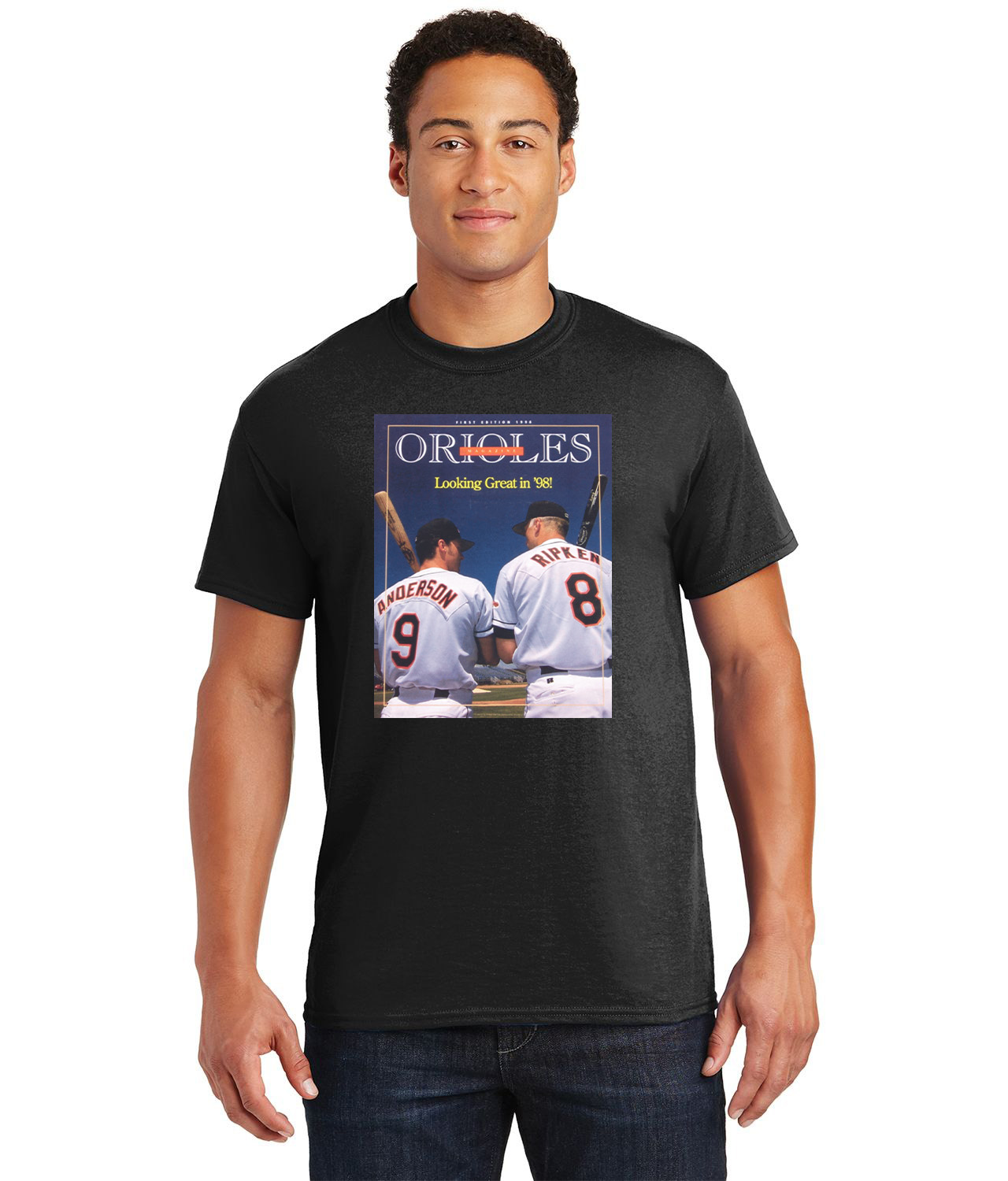1998 Baltimore Orioles Game Program Baseball Logo Customized Design on  Unisex Tshirt Tee