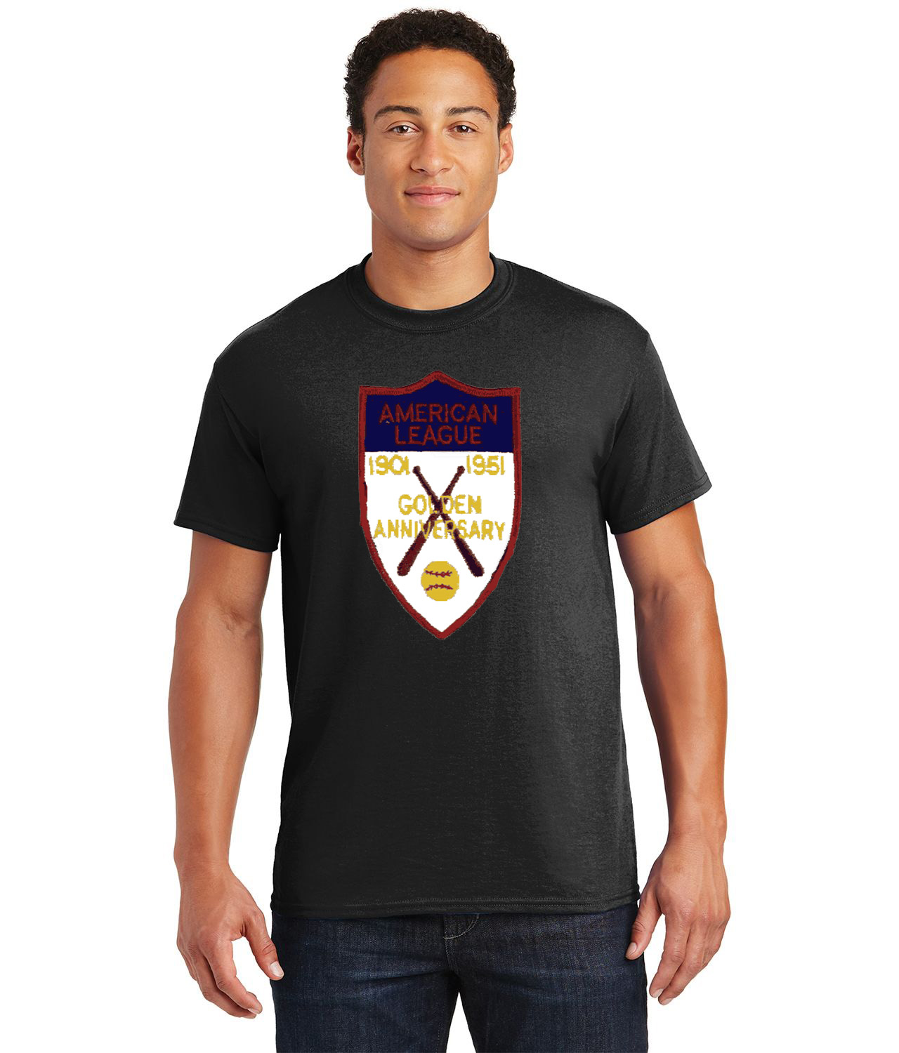 50th Anniversary Of The American Baseball League Baseball Logo Customized Design on  Unisex Tshirt Tee