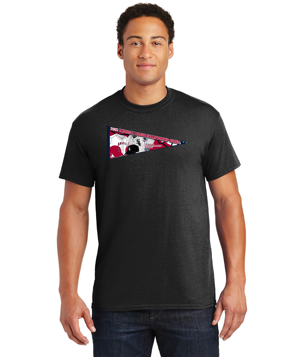 ALCS 2005 ALCS Chicago White Sox Vs. Los Angeles Angels Of Anaheim Baseball Logo Customized Design on  Unisex Tshirt Tee