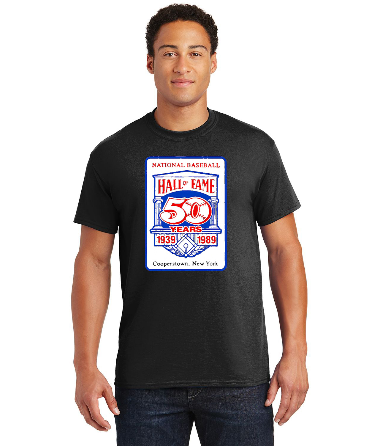 Major League Baseball 50th Anniversary Of The Baseball Hall Of Fame Baseball Logo Customized Design on  Unisex Tshirt Tee