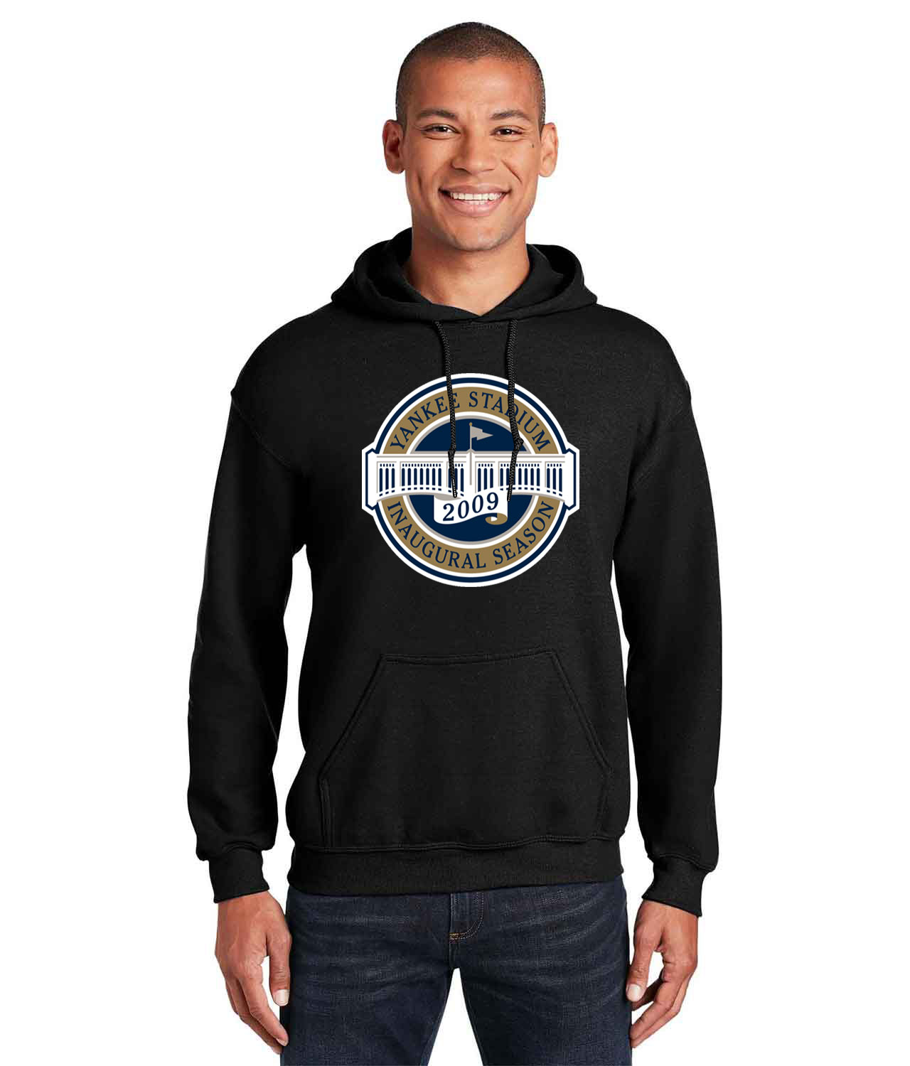 New York Yankee Stadium Inaugural Season Baseball Logo Customized Design on Unisex Hooded Sweatshirt