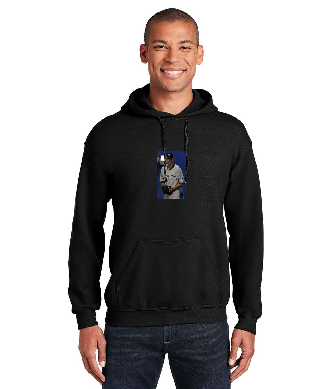 2000s New York Yankees Photo Baseball Logo Customized Design on Unisex Hooded Sweatshirt
