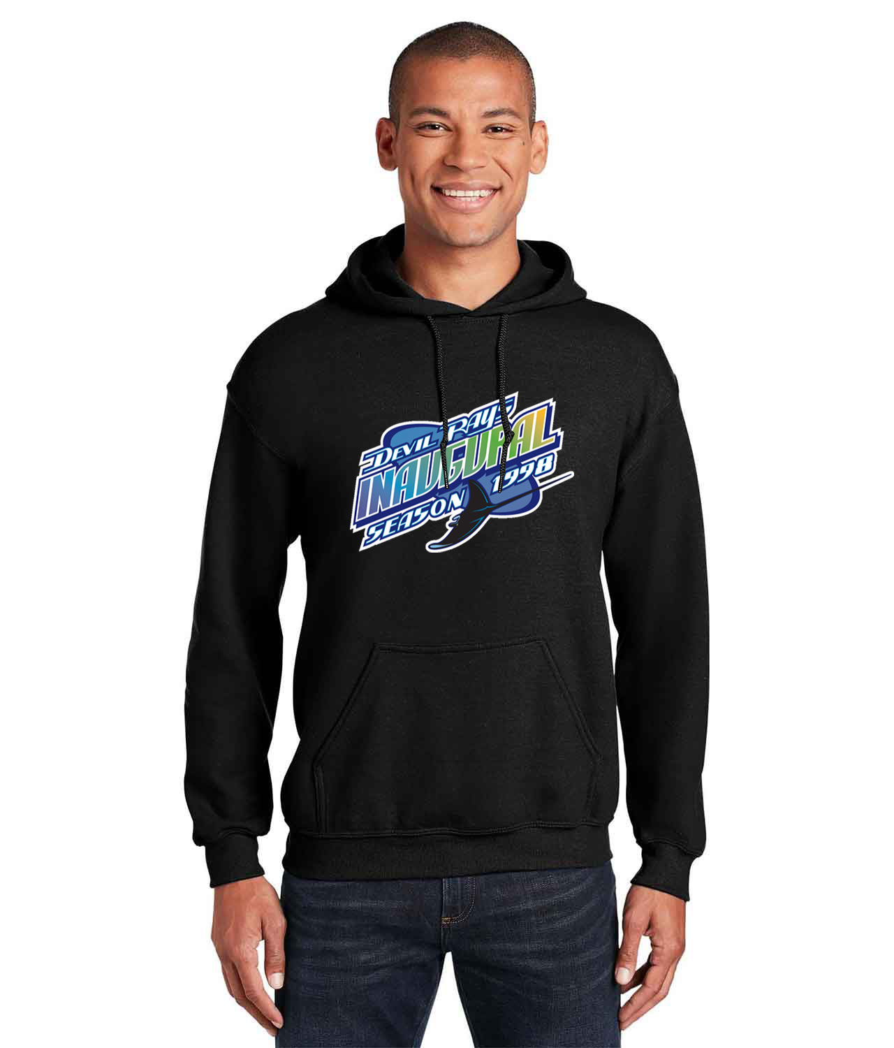 Tampa Bay Devil Rays Inaugural Season 1998 Baseball Logo Customized Design on Unisex Hooded Sweatshirt