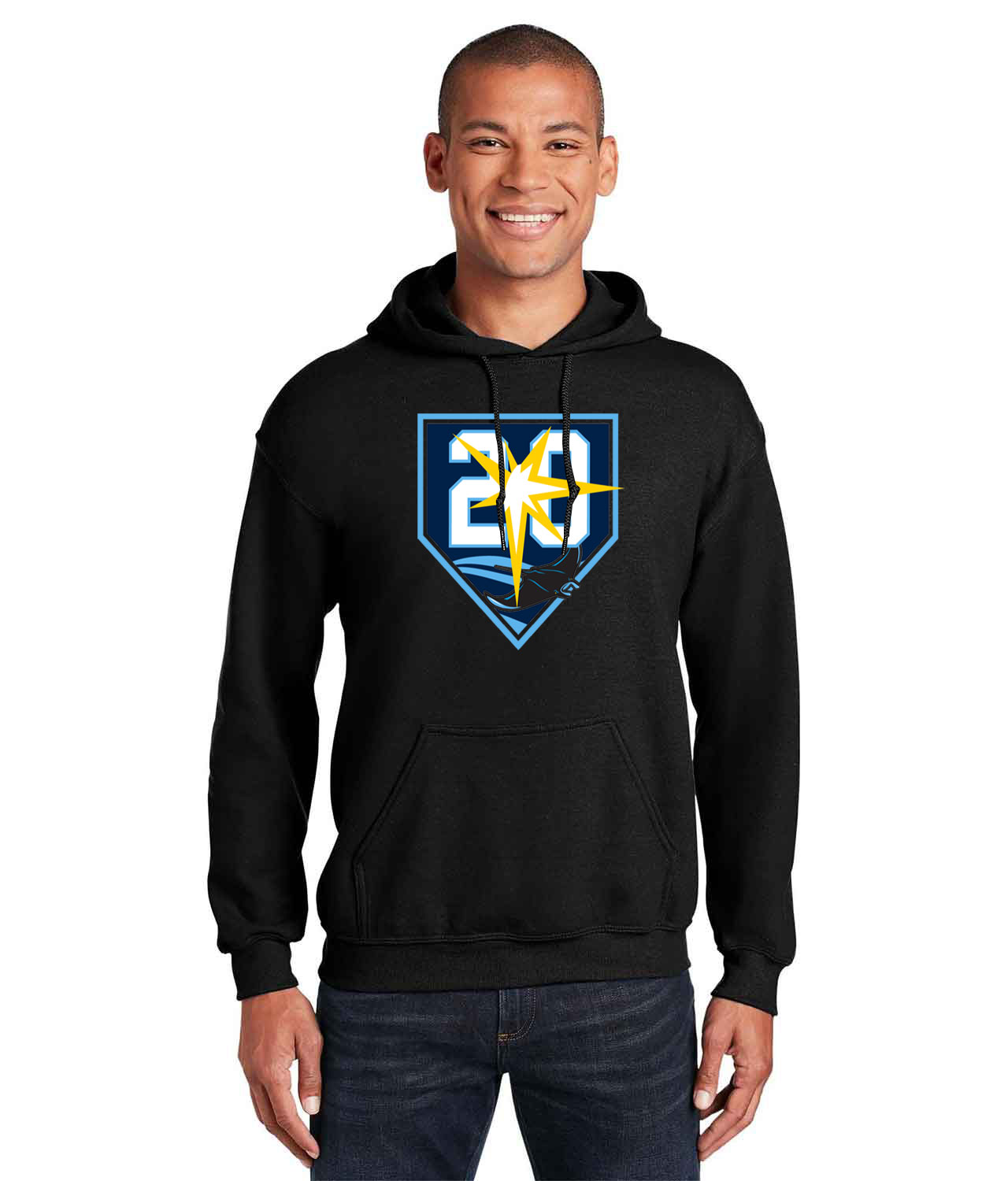 20th Anniversary Tampa Bay Rays - Tampa Bay Devil Rays Baseball Logo Customized Design on Unisex Hooded Sweatshirt
