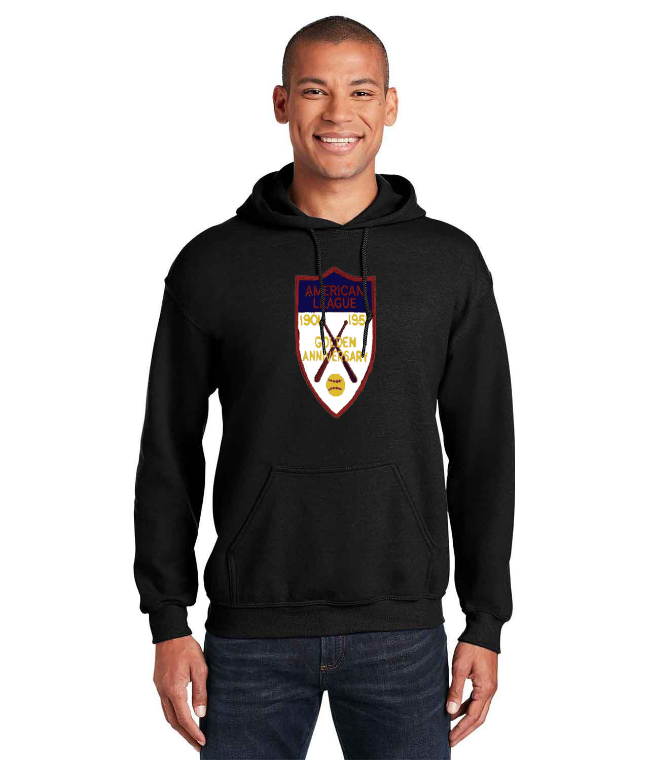 50th Anniversary Of The American Baseball League Baseball Logo Customized Design on Unisex Hooded Sweatshirt