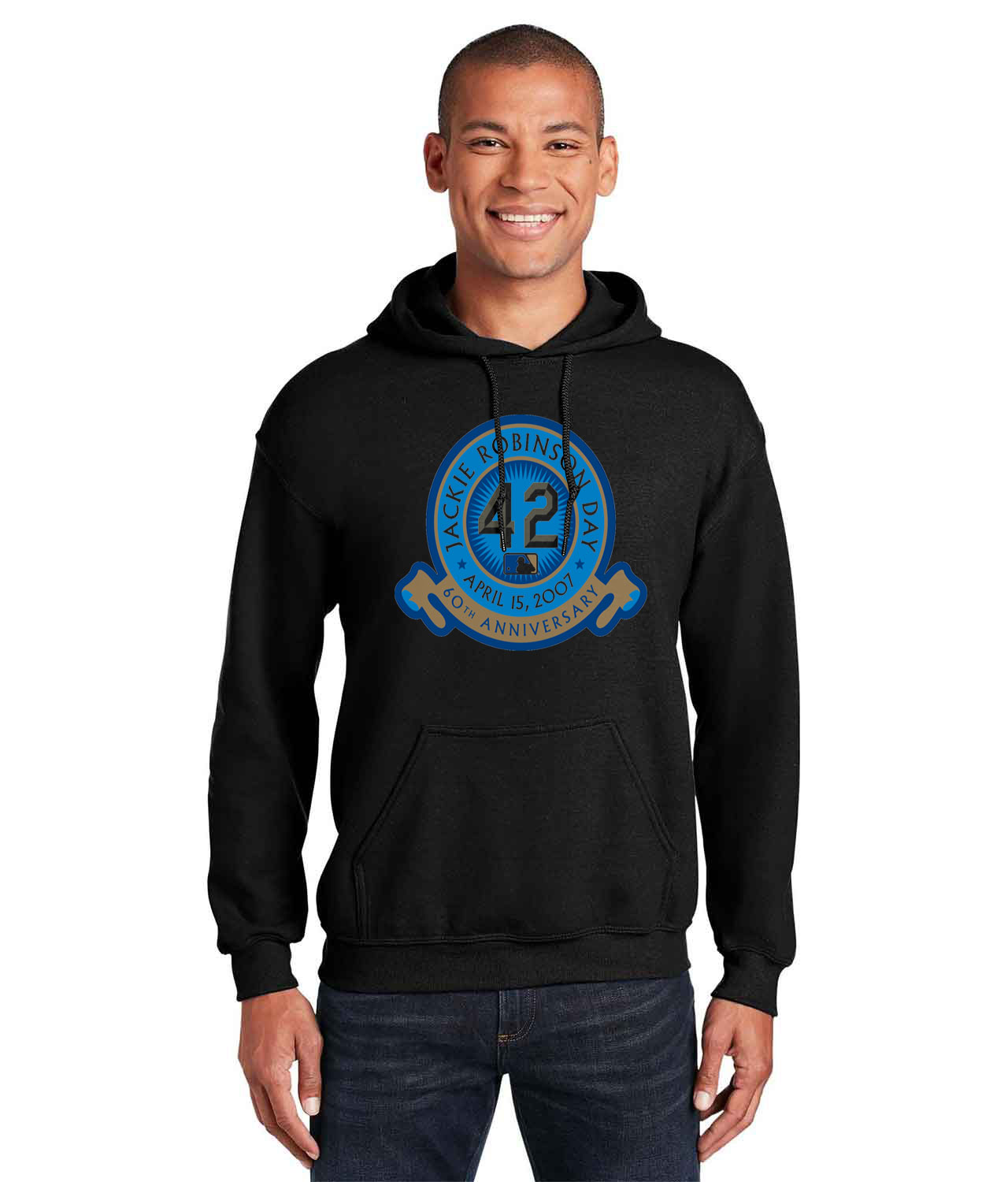 Major League Baseball Jackie Robinson Day 60th Anniversary 2007 Baseball Logo Customized Design on Unisex Hooded Sweatshirt