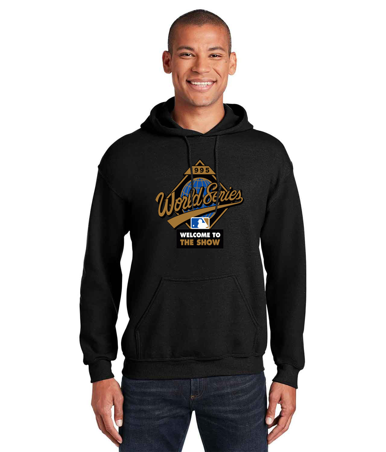 MLB World Series Welcome To The Show 1995 Alternate Baseball Logo Customized Design on Unisex Hooded Sweatshirt