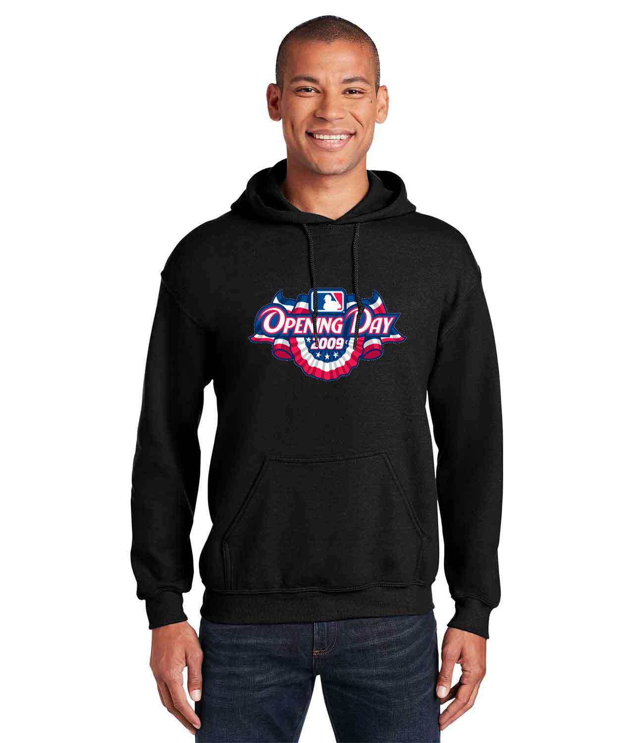 2009 MLB Opening Day Baseball Logo Customized Design on Unisex Hooded Sweatshirt