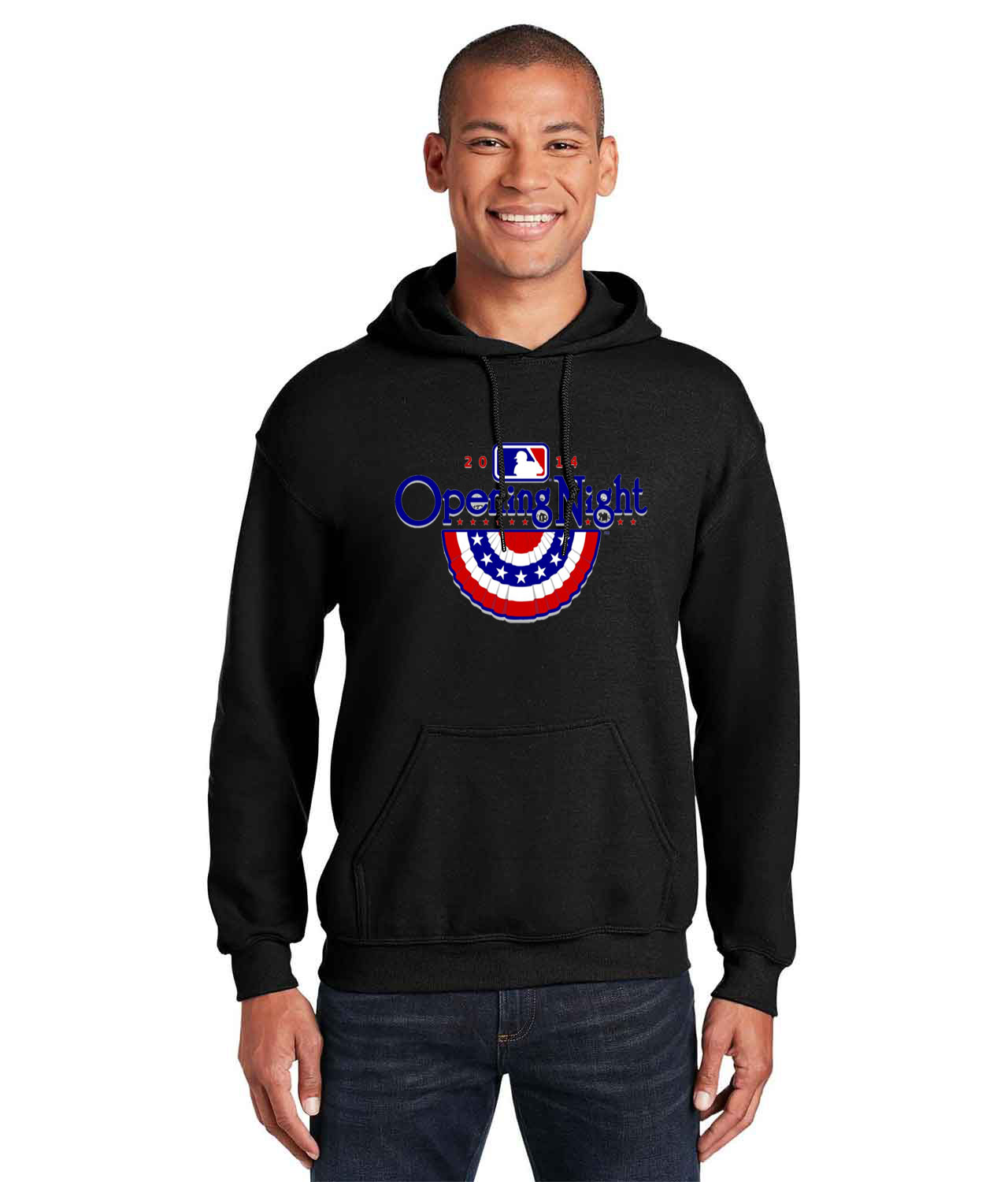 2014 MLB Opening Night Baseball Logo Customized Design on Unisex Hooded Sweatshirt
