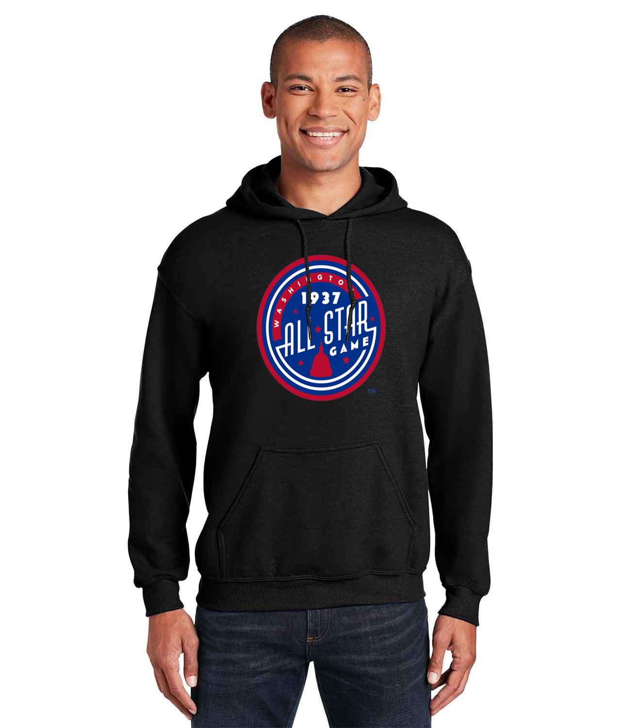 1937 MLB All-Star Game Griffith Stadium Washington DC Baseball Logo Customized Design on Unisex Hooded Sweatshirt