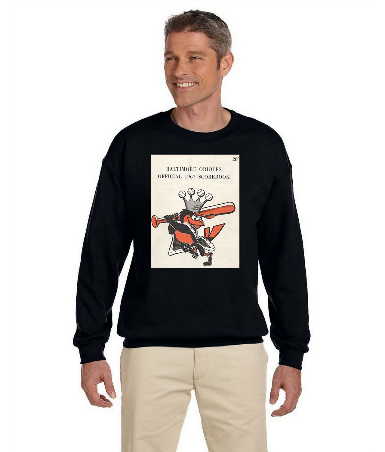 Baltimore Orioles Official 1967 Scorebook Baseball Logo Symbol Emblem Customized Design on Unisex Crewneck Sweatshirt