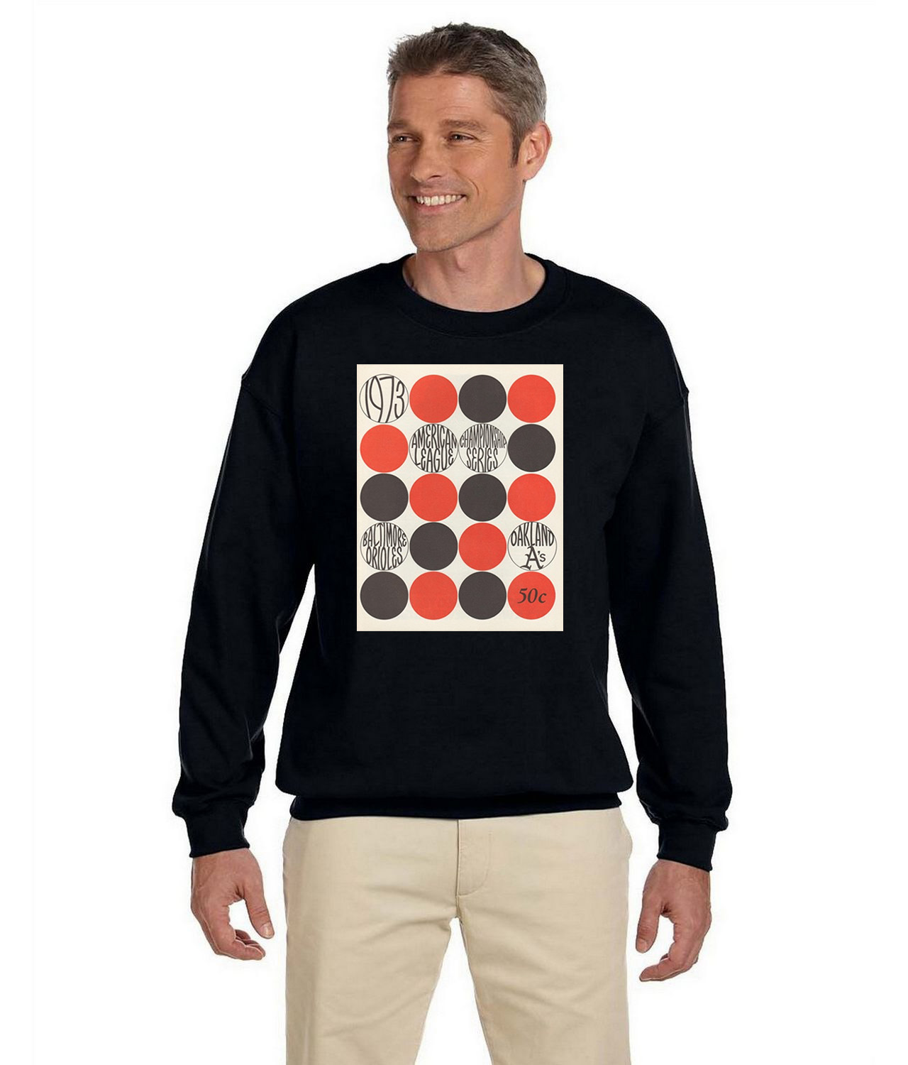 Baltimore Orioles 1973 ALCS Program Baseball Logo Symbol Emblem Customized Design on Unisex Crewneck Sweatshirt