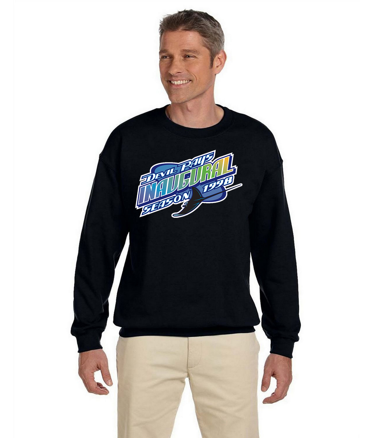 Tampa Bay Devil Rays Inaugural Season 1998 Baseball Logo Symbol Emblem Customized Design on Unisex Crewneck Sweatshirt