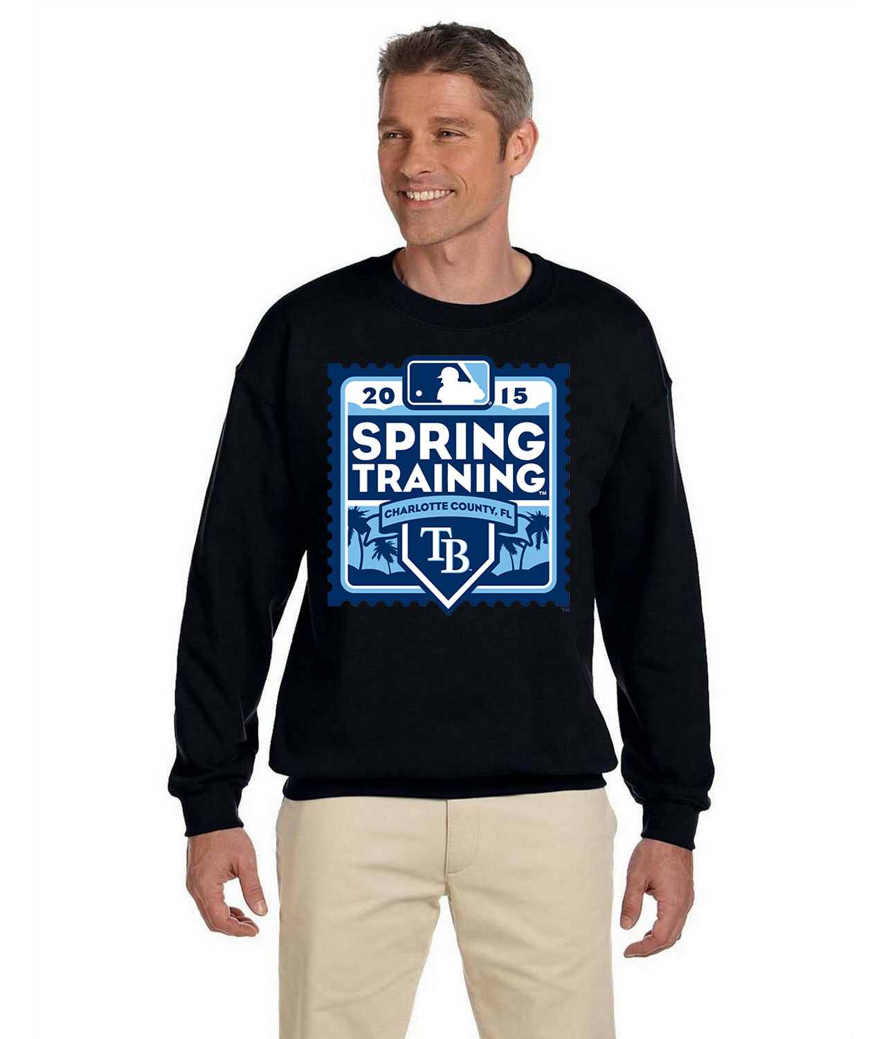2015 Tampa Bay Rays Spring Training Baseball Logo Symbol Emblem Customized Design on Unisex Crewneck Sweatshirt