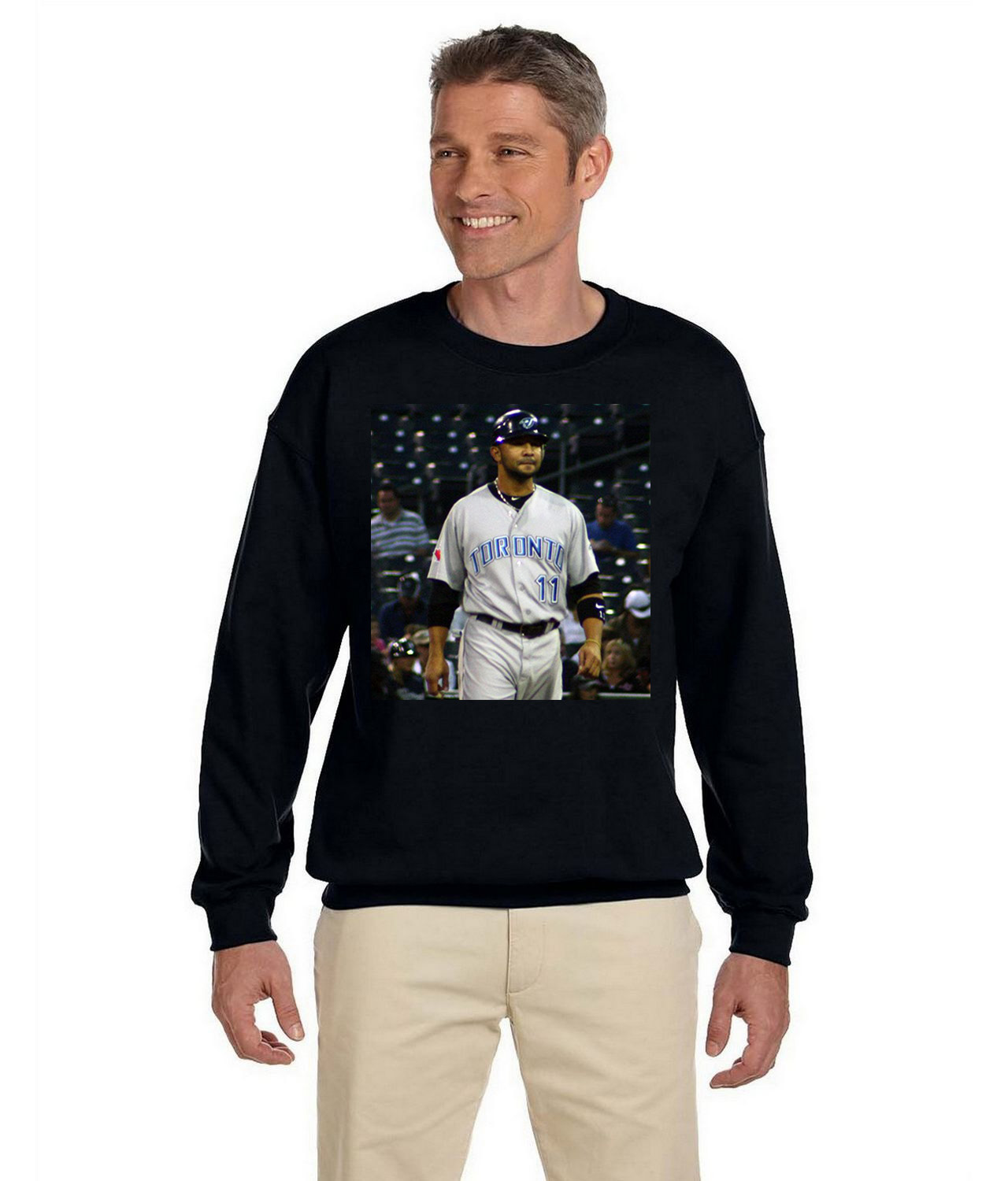 2010 Alex Gonzalez Toronto Blue Jays Photo Baseball Logo Symbol Emblem Customized Design on Unisex Crewneck Sweatshirt