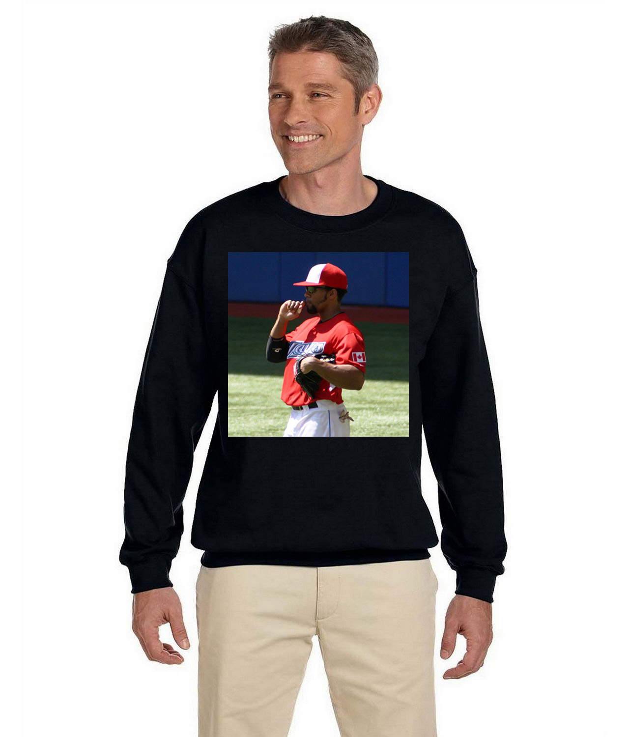 2011 Eric Thames Toronto Blue Jays Photo Baseball Logo Symbol Emblem Customized Design on Unisex Crewneck Sweatshirt