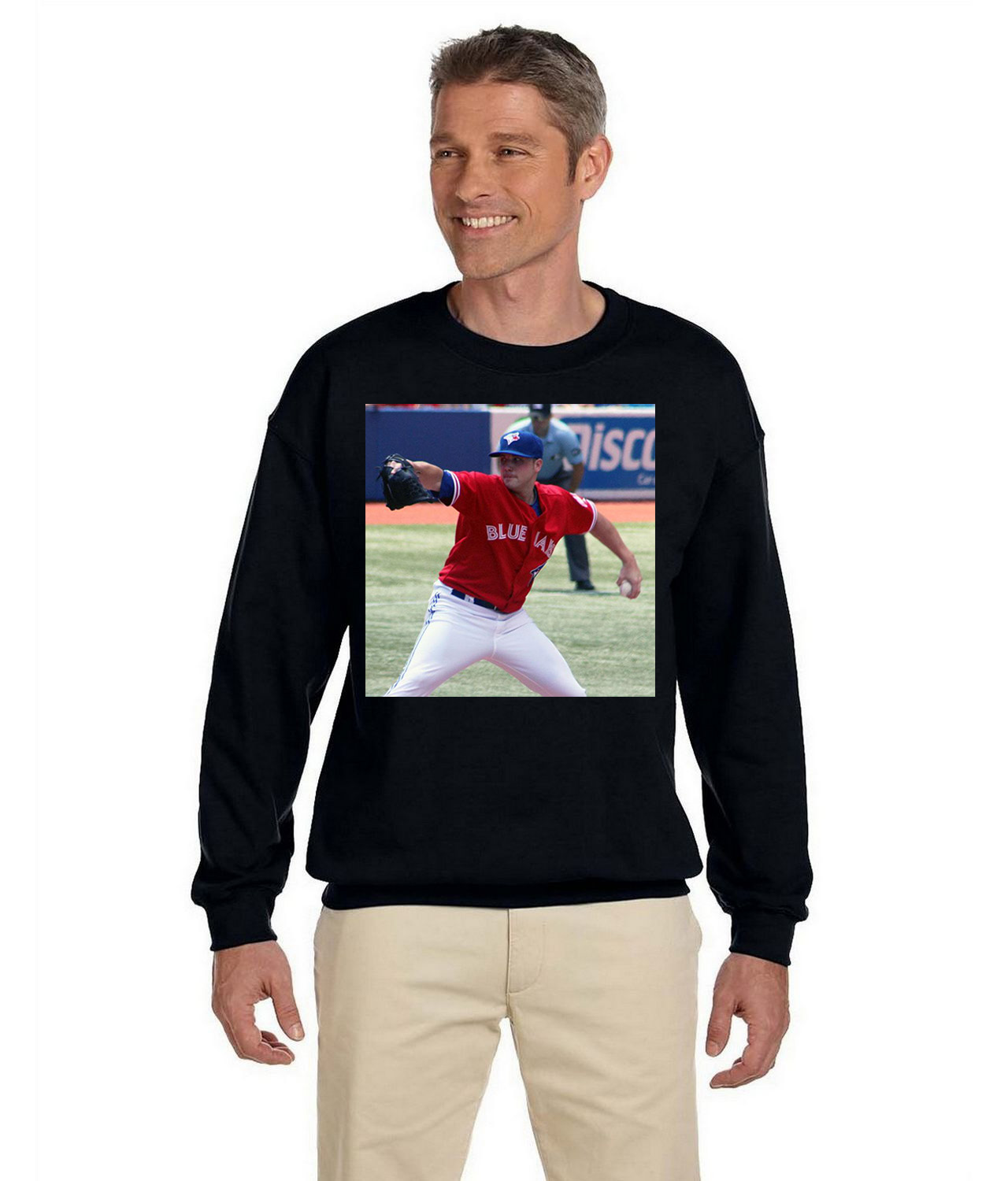 2012 Aaron Laffey Toronto Blue Jays Photo Baseball Logo Symbol Emblem Customized Design on Unisex Crewneck Sweatshirt