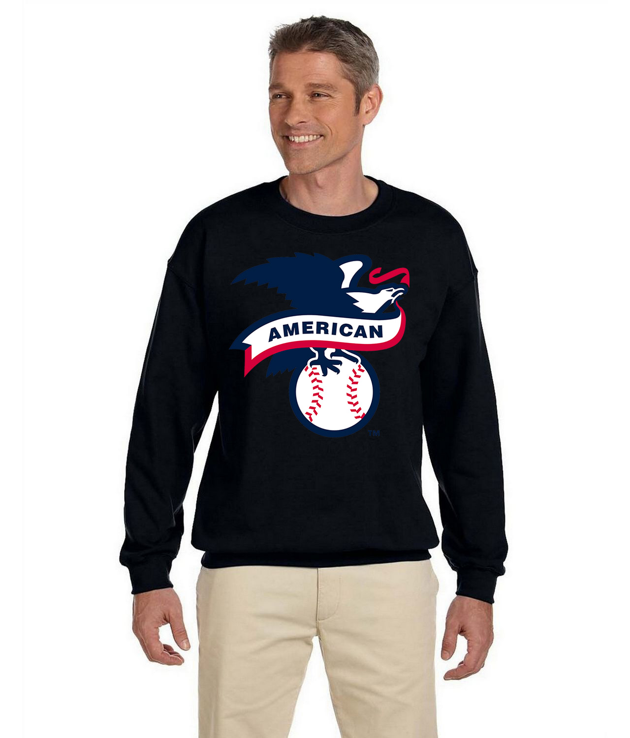 American Baseball League 2019 Alternate Baseball Logo Symbol Emblem Customized Design on Unisex Crewneck Sweatshirt