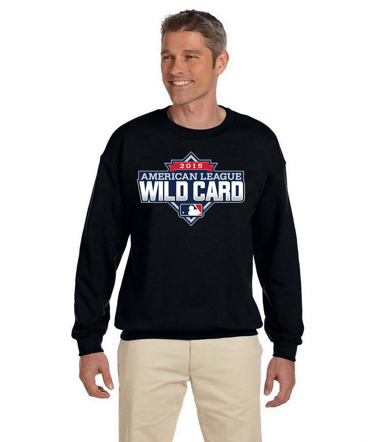 2015 American League Wildcard Game - Houston Astros vs New York Yankees Baseball Logo Symbol Emblem Customized Design on Unisex Crewneck Sweatshirt