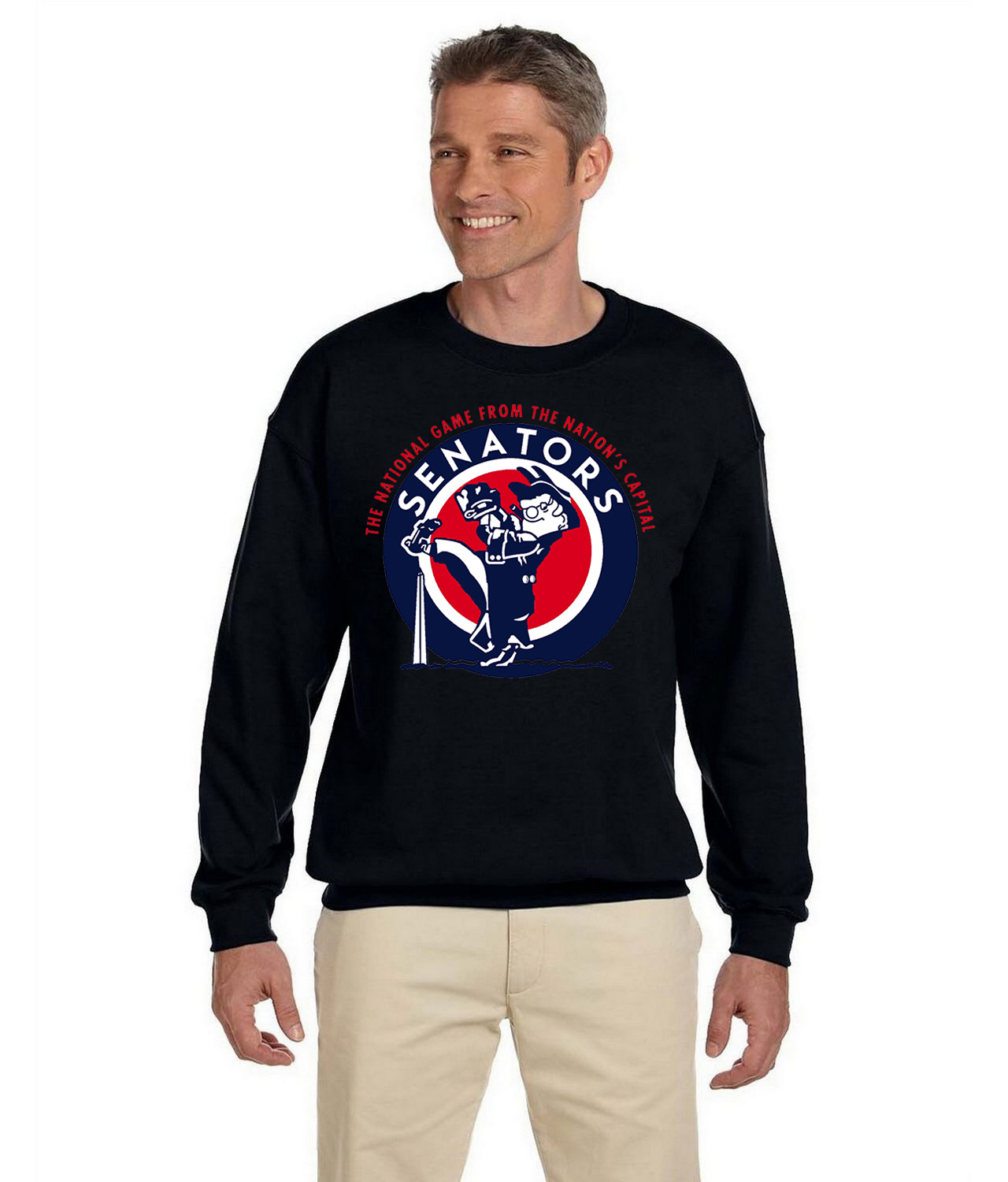 Washington Senators The National Game In The Nation's Capital Baseball Logo Symbol Emblem Customized Design on Unisex Crewneck Sweatshirt