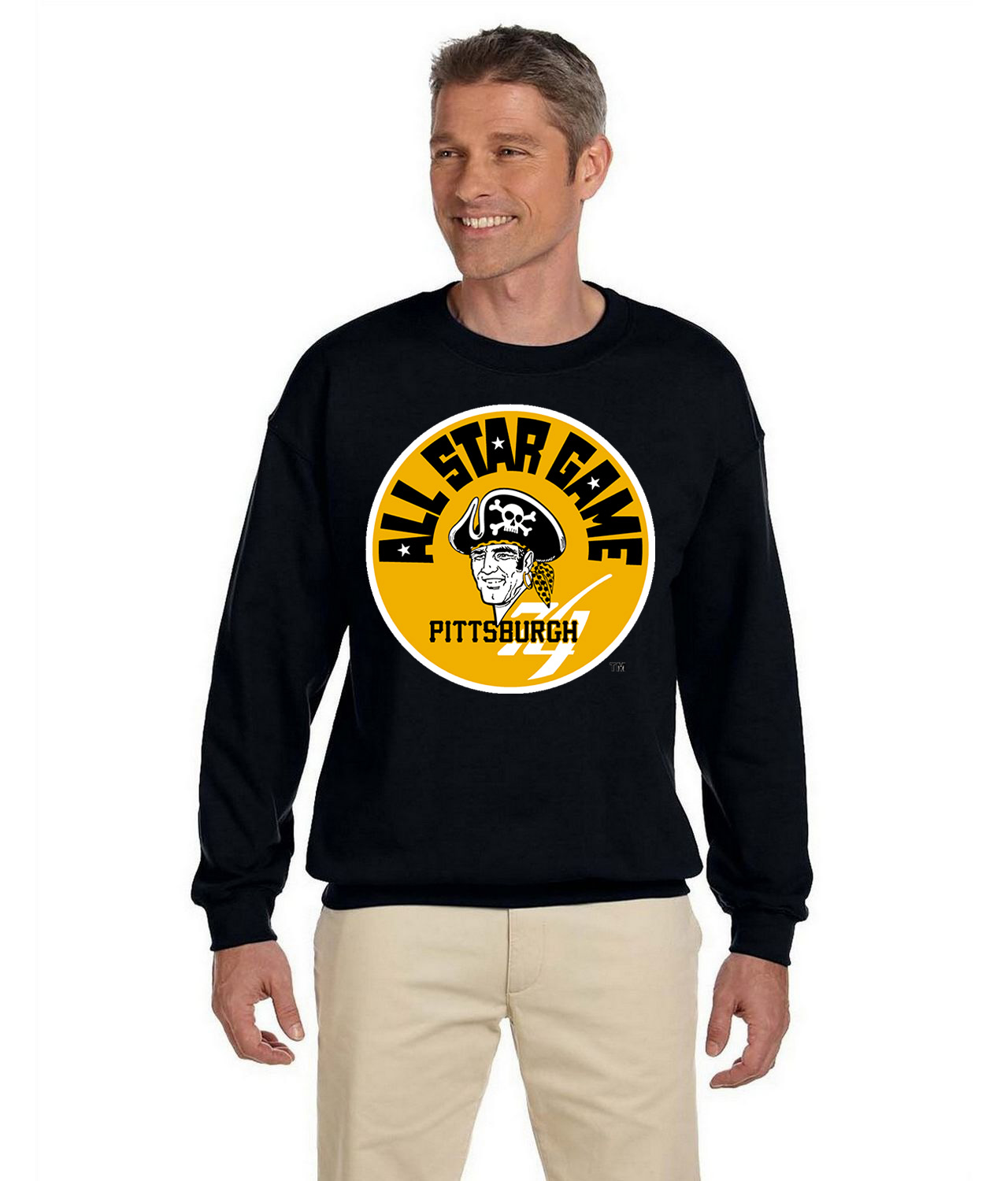 1974 MLB All-Star Game At Three Rivers Stadium Pittsburgh Pennsylvania Baseball Logo Symbol Emblem Customized Design on Unisex Crewneck Sweatshirt