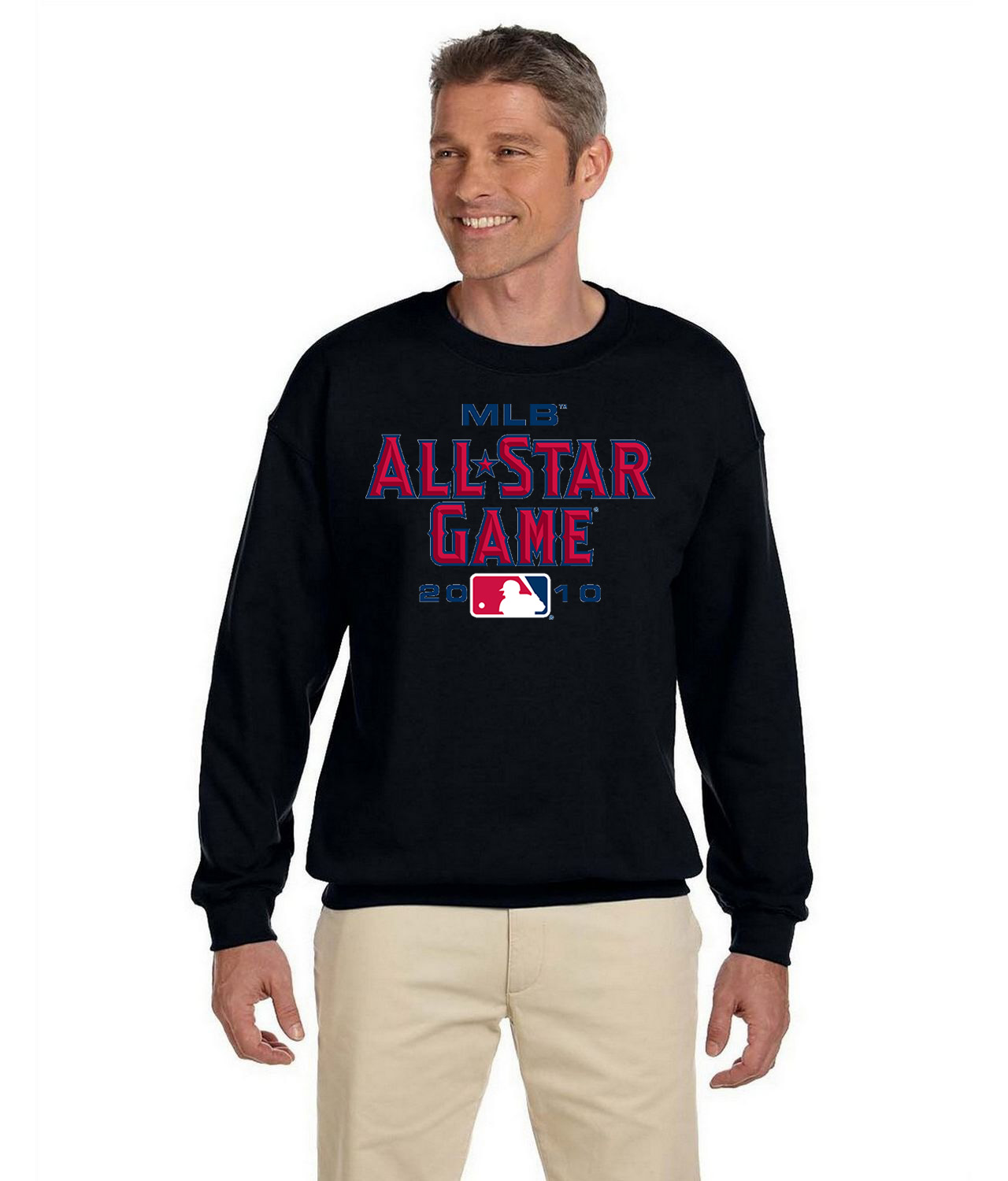 2010 MLB Baseball All-Star Game Angel Stadium Anaheim California Baseball Logo Symbol Emblem Customized Design on Unisex Crewneck Sweatshirt