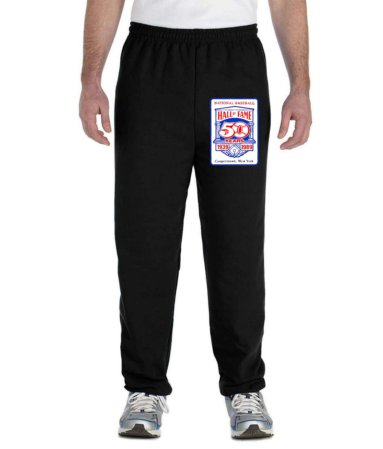 Major League Baseball 50th Anniversary Of The Baseball Hall Of Fame Baseball Logo Symbol Emblem Customized Design on Unisex Closed-Bottom Sweatpants
