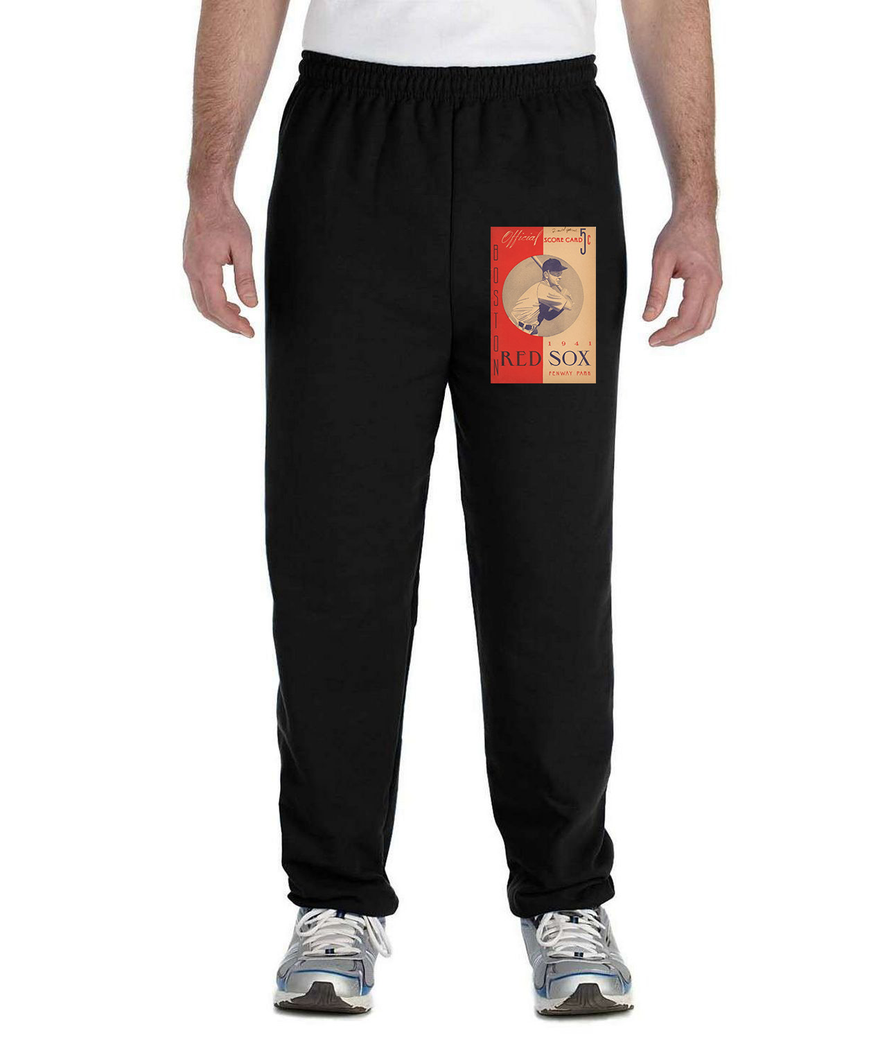 Boston Red Sox Program 1941 Baseball Logo Symbol Emblem Customized Design on Unisex Closed-Bottom Sweatpants