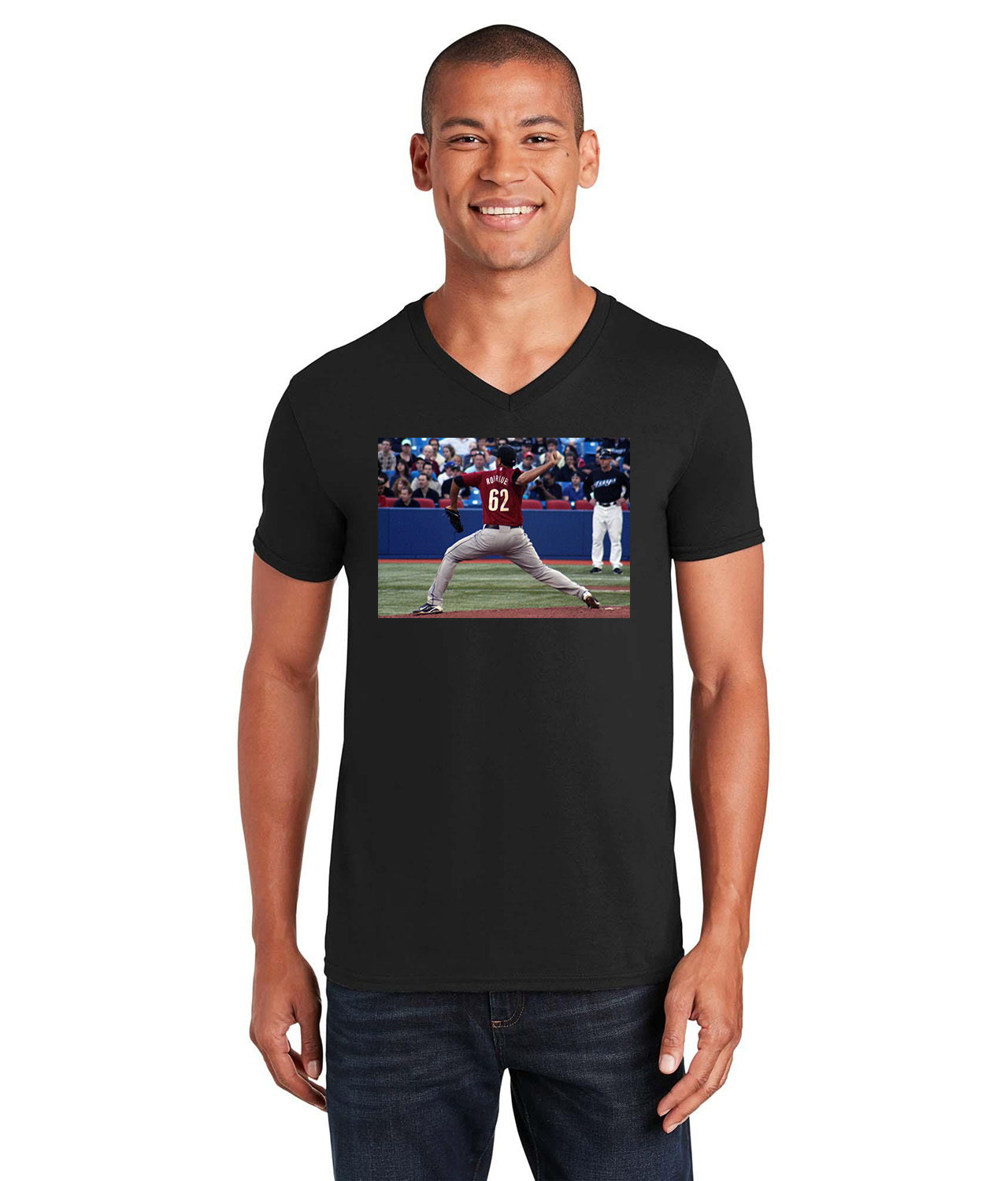 2011 62 Rodriquez Houston Astros Photo Baseball Logo Symbol Emblem Customized Design on Unisex V-Neck T-Shirt Tee