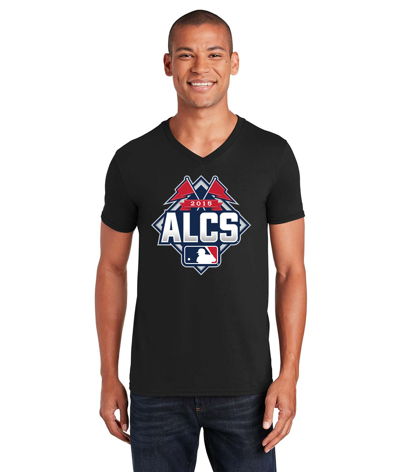 2015 ALCS American League Championship Series Baseball Logo Symbol Emblem Customized Design on Unisex V-Neck T-Shirt Tee