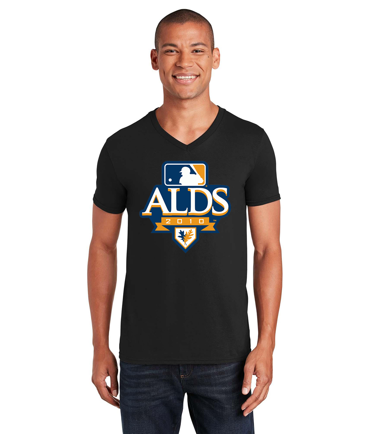 2010 ALDS American League Division Series Baseball Logo Symbol Emblem Customized Design on Unisex V-Neck T-Shirt Tee