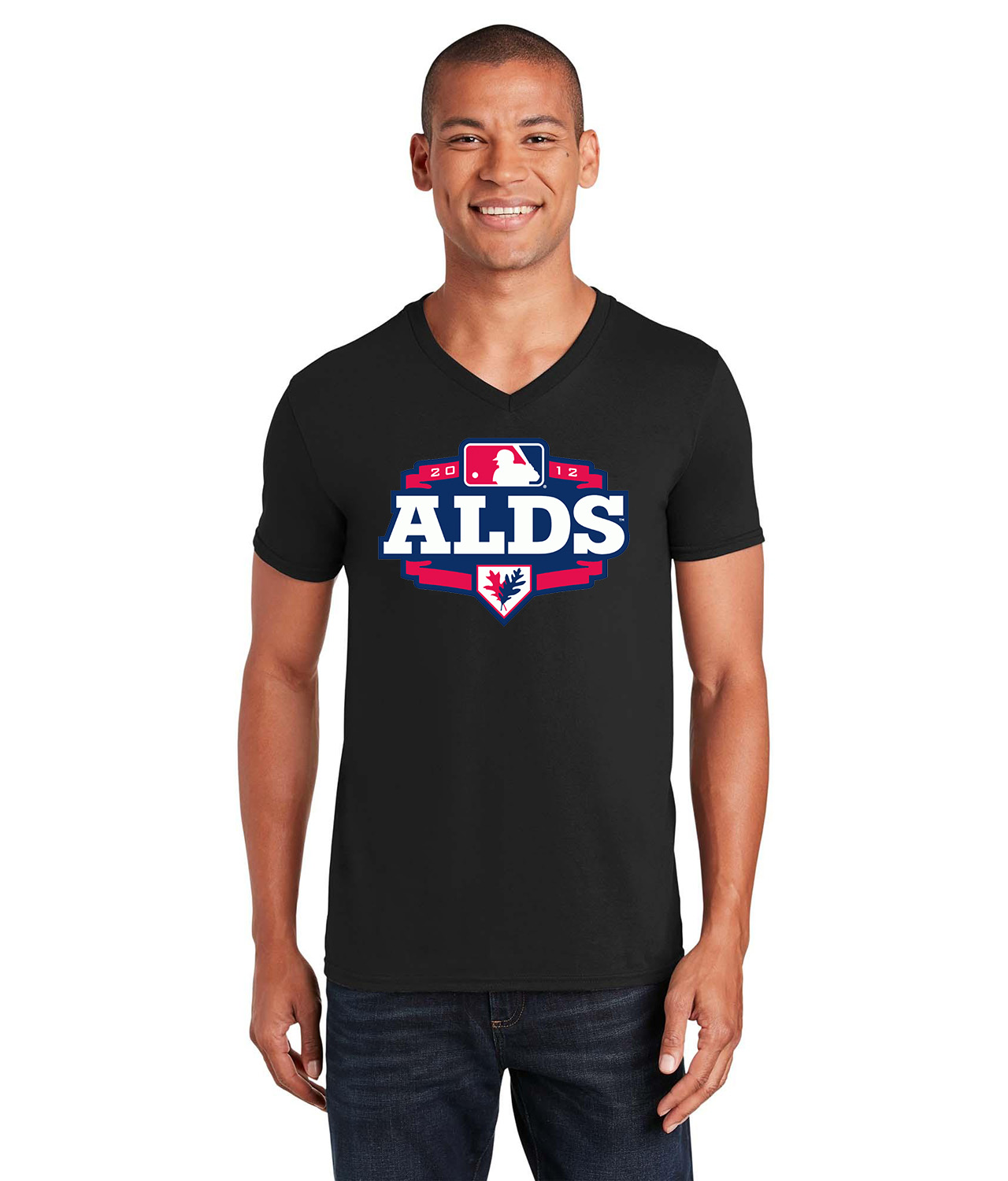 2012 ALDS American League Division Series Baseball Logo Symbol Emblem Customized Design on Unisex V-Neck T-Shirt Tee
