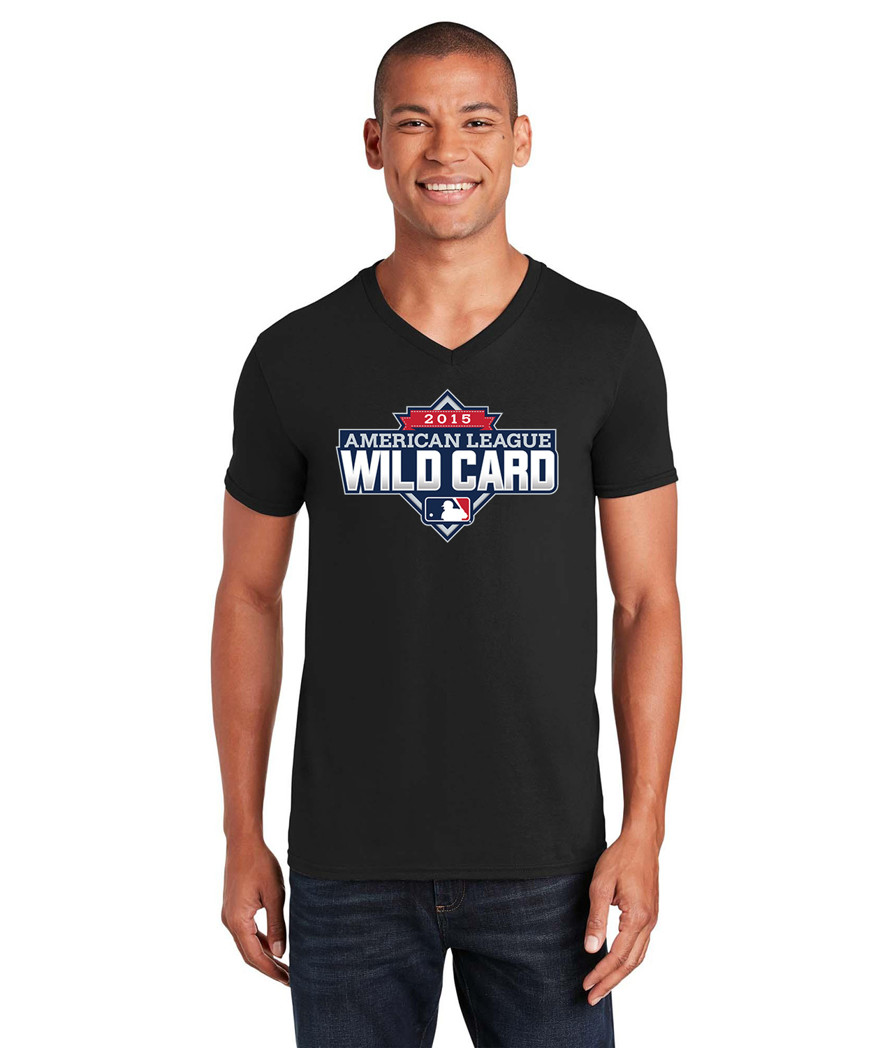 2015 American League Wildcard Game - Houston Astros vs New York Yankees Baseball Logo Symbol Emblem Customized Design on Unisex V-Neck T-Shirt Tee