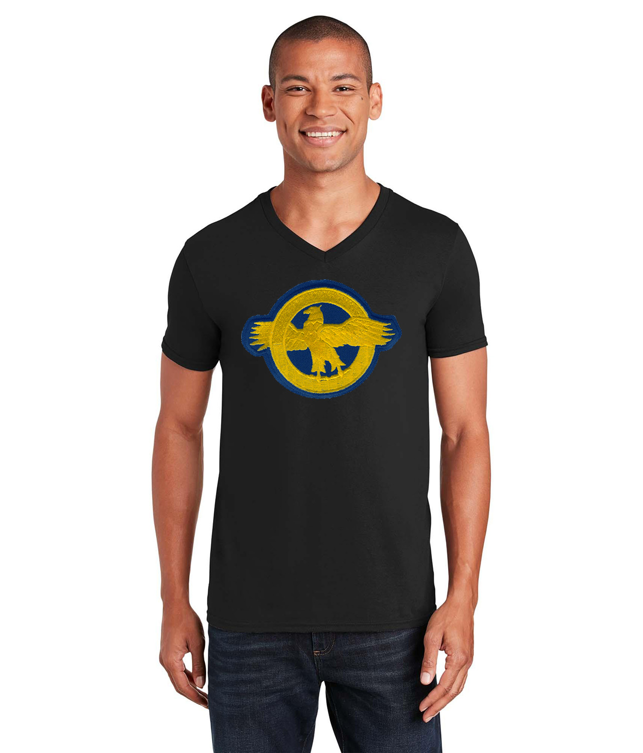 Major League Baseball Ruptured Duck World War II Vets Logo Emblem Customized Design on Unisex V-Neck T-Shirt Tee