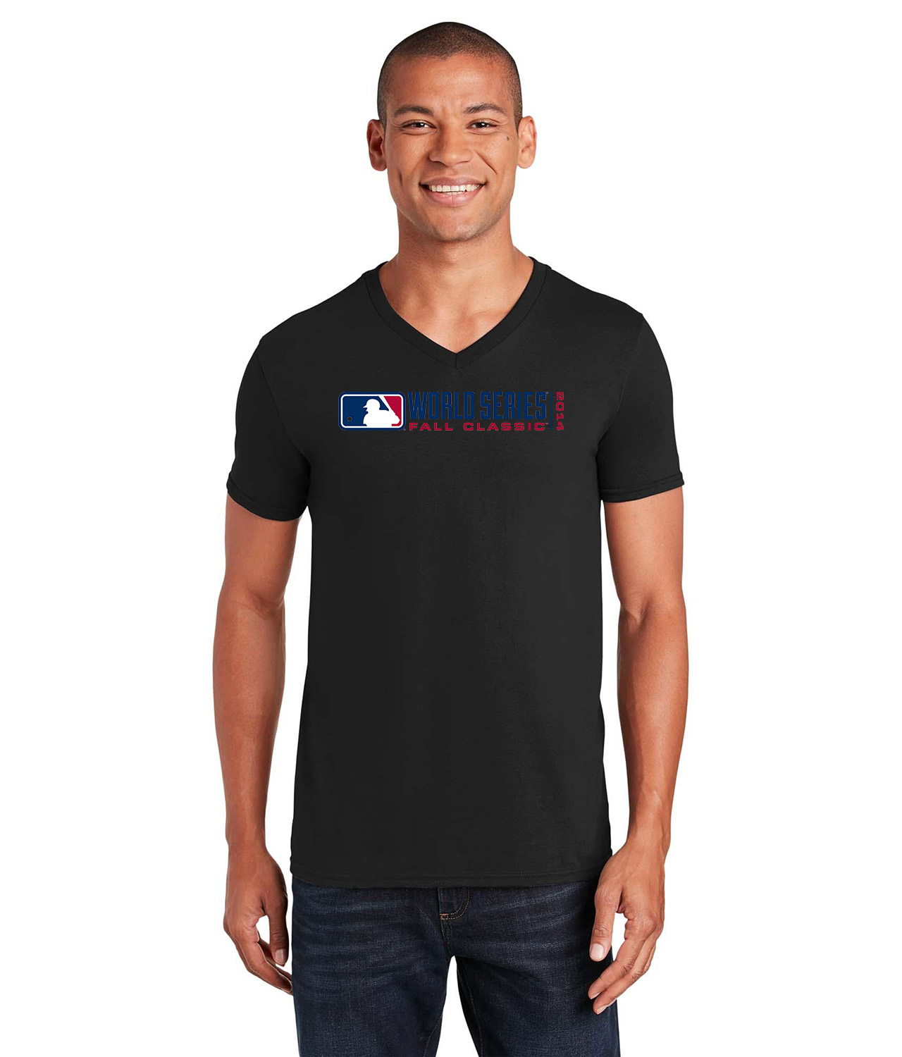 2014 Major League Baseball World Series Logo Emblem Customized Design on Unisex V-Neck T-Shirt Tee