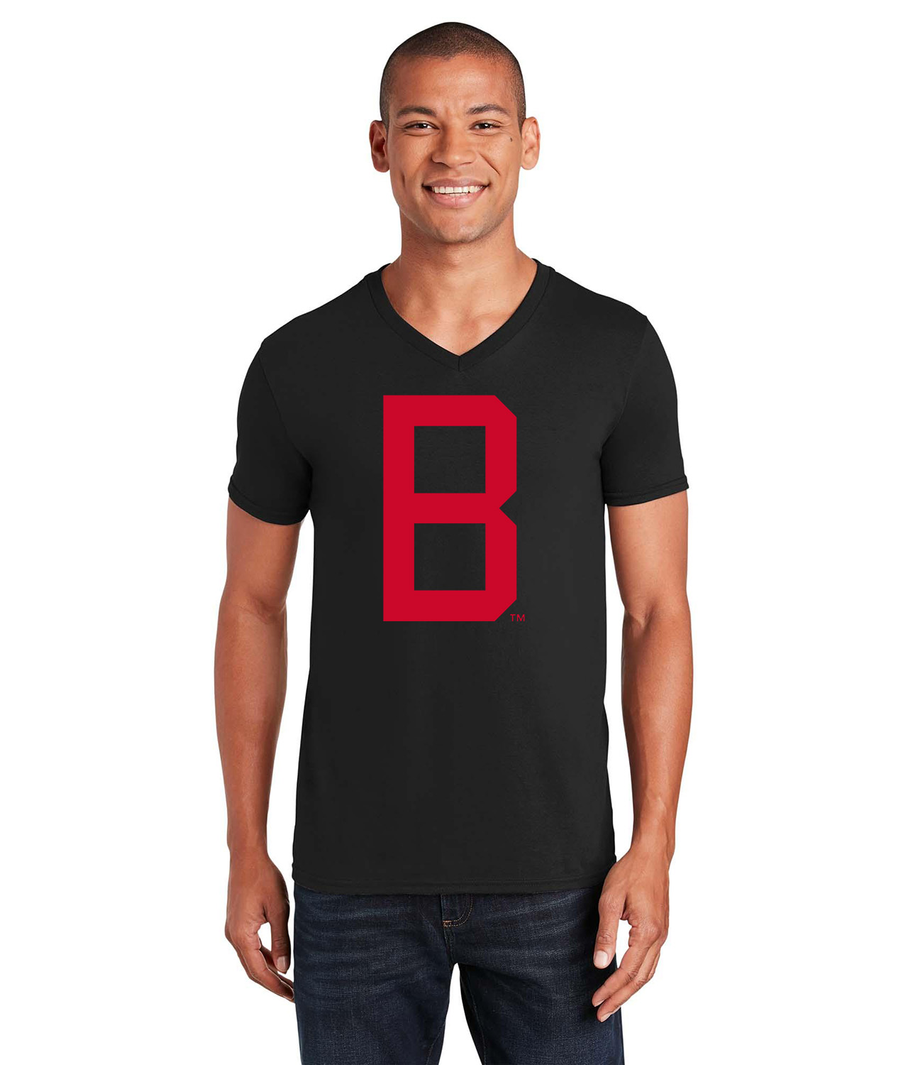 Boston Red Sox Symbol Red B Baseball Logo Symbol Emblem Customized Design on Unisex V-Neck T-Shirt Tee