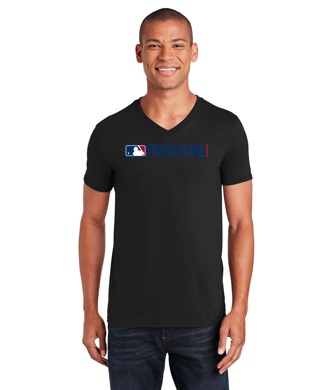 2014 Major League Baseball Postseason Logo Emblem Customized Design on Unisex V-Neck T-Shirt Tee