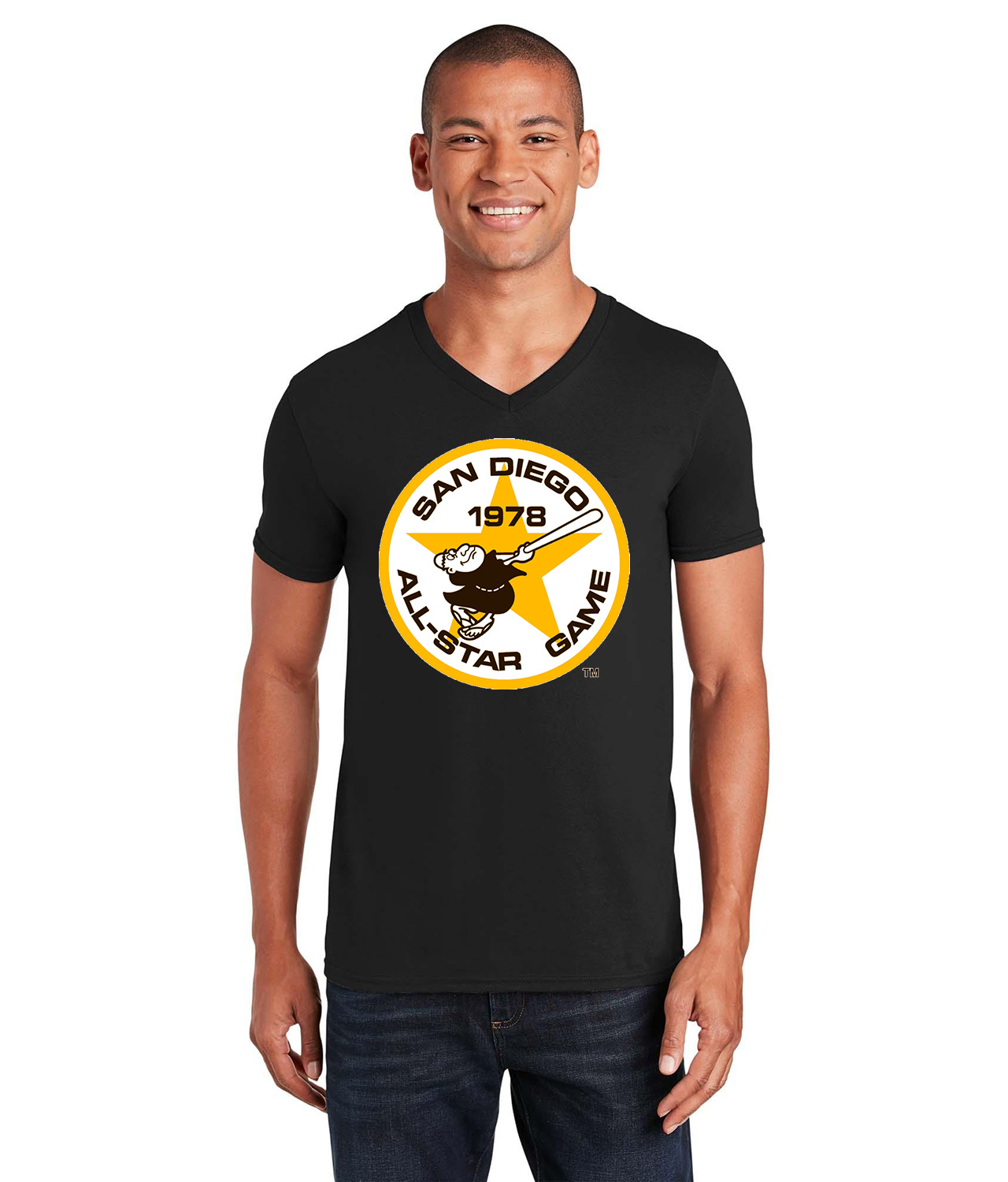 1978 MLB All-Star Game At San Diego Stadium San Diego California Baseball Logo Symbol Emblem Customized Design on Unisex V-Neck T-Shirt Tee