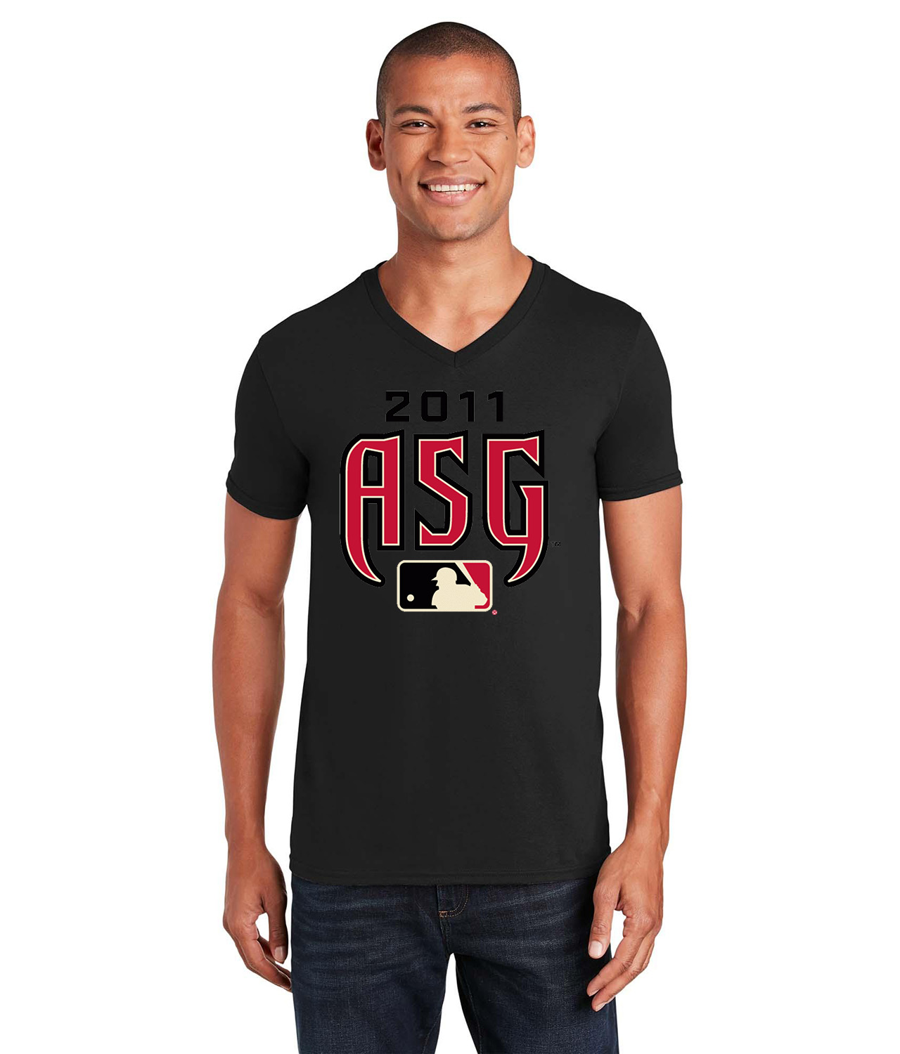 2011 ASG MLB All-Star Game Chase Field Phoenix Arizona Baseball Logo Symbol Emblem Customized Design on Unisex V-Neck T-Shirt Tee