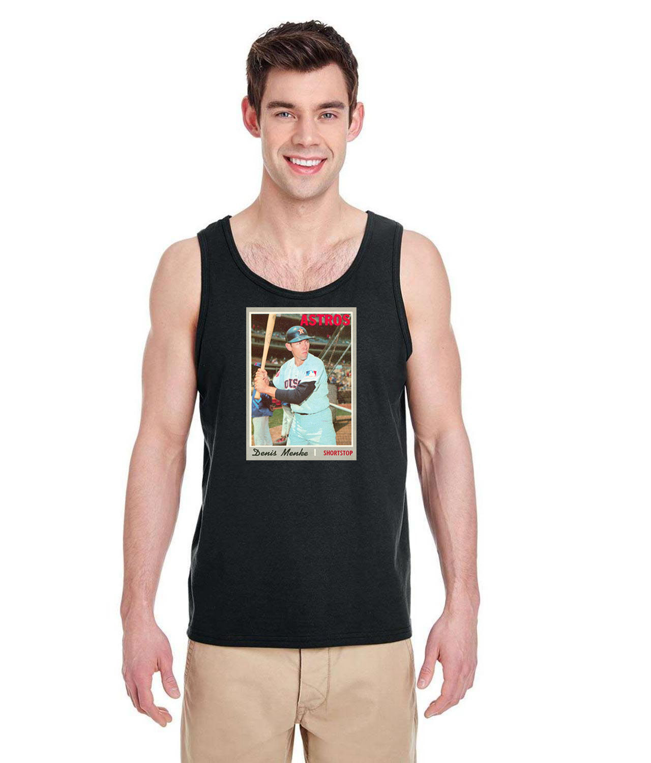 1969 Denis Menke Houston Astros Photo Baseball Logo Symbol Emblem Customized Design on Unisex Tank Top