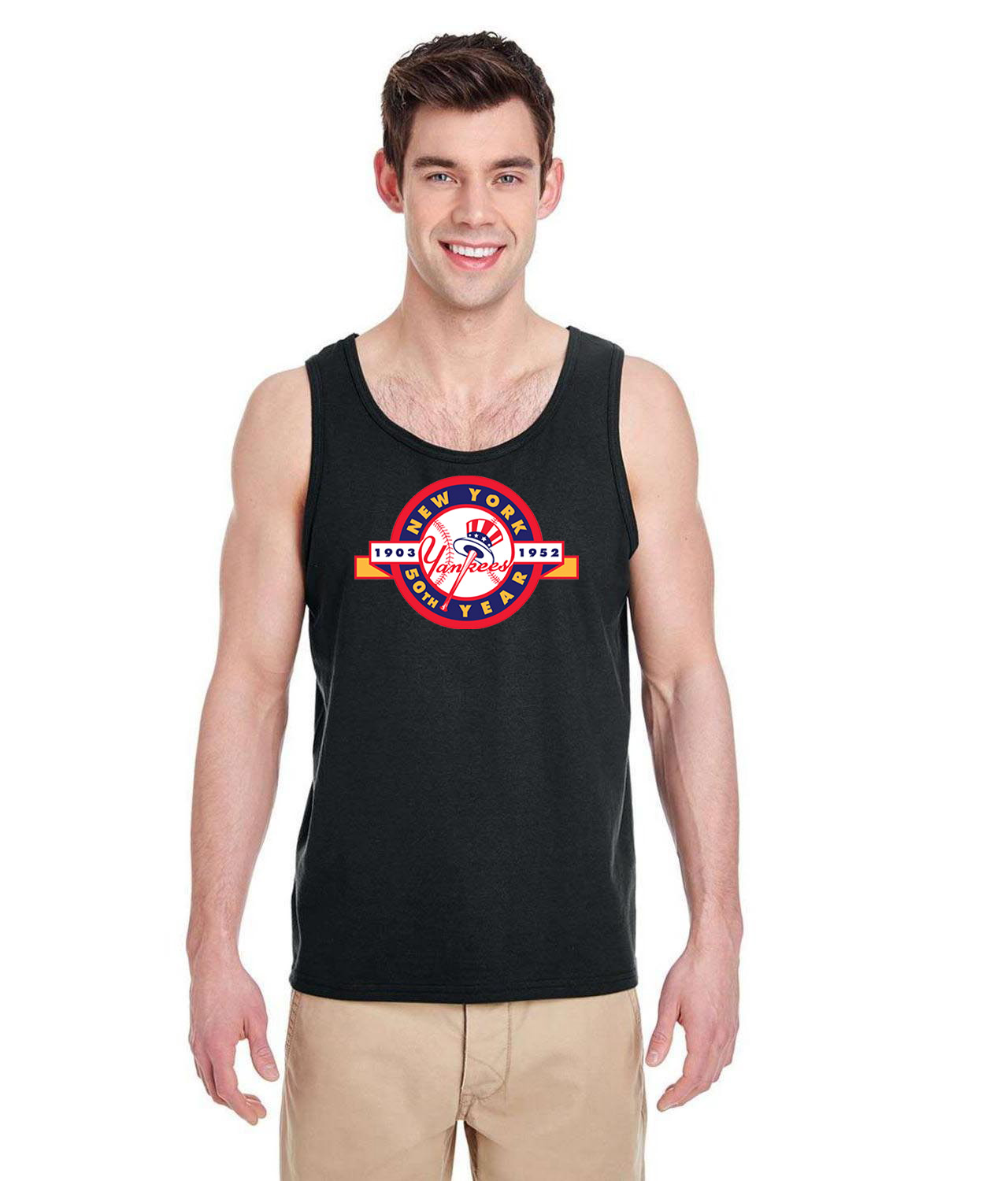 50th Anniversary Of The New York Yankees Baseball Logo Symbol Emblem Customized Design on Unisex Tank Top