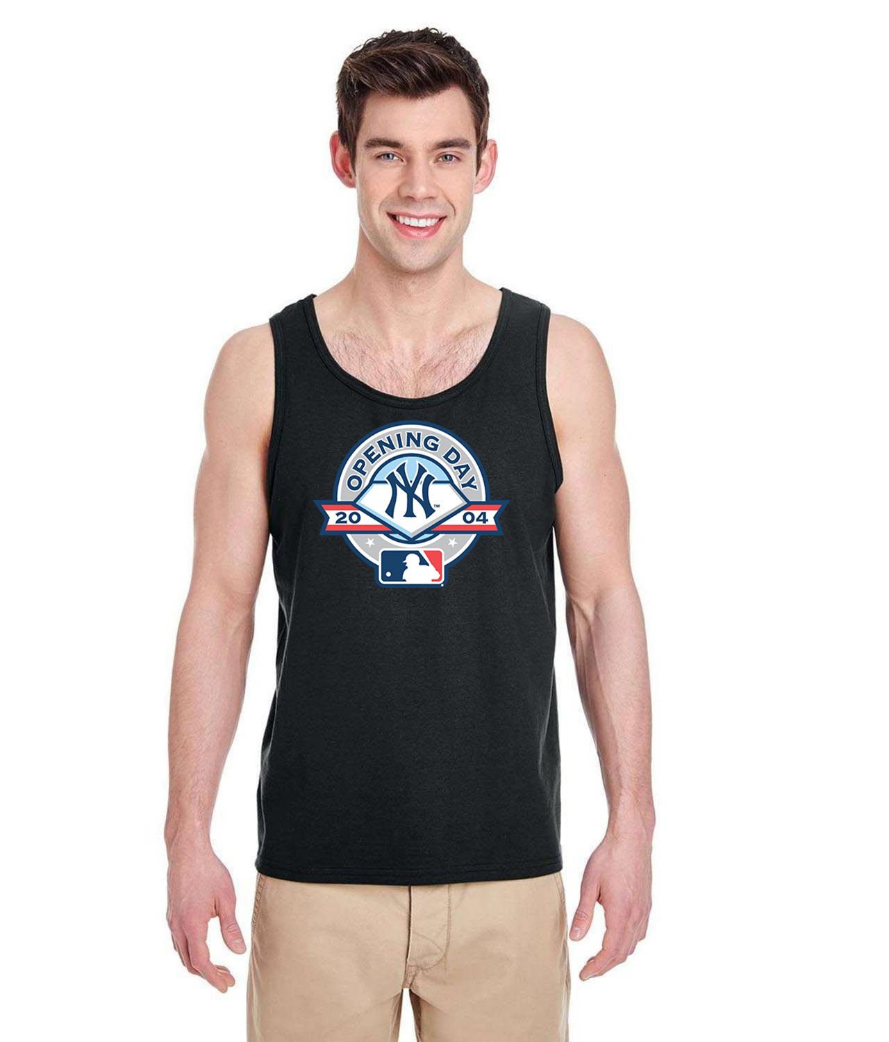 New York Yankees 2004 Opening Day Baseball Logo Symbol Emblem Customized Design on Unisex Tank Top