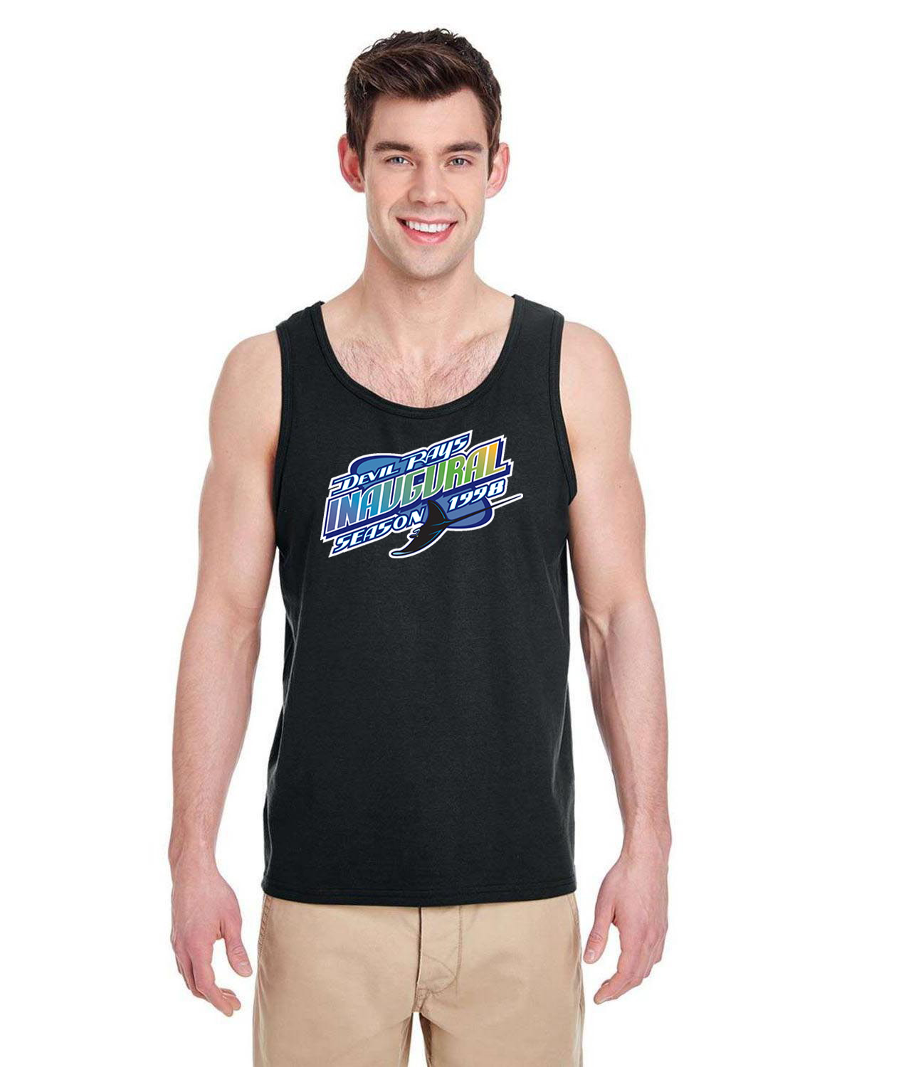 Tampa Bay Devil Rays Inaugural Season 1998 Baseball Logo Symbol Emblem Customized Design on Unisex Tank Top
